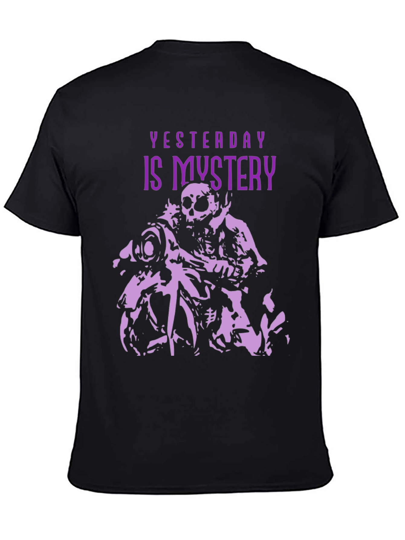 Black Yesterday is Mystery Skeleton Biker Graphic T-Shirt view 4