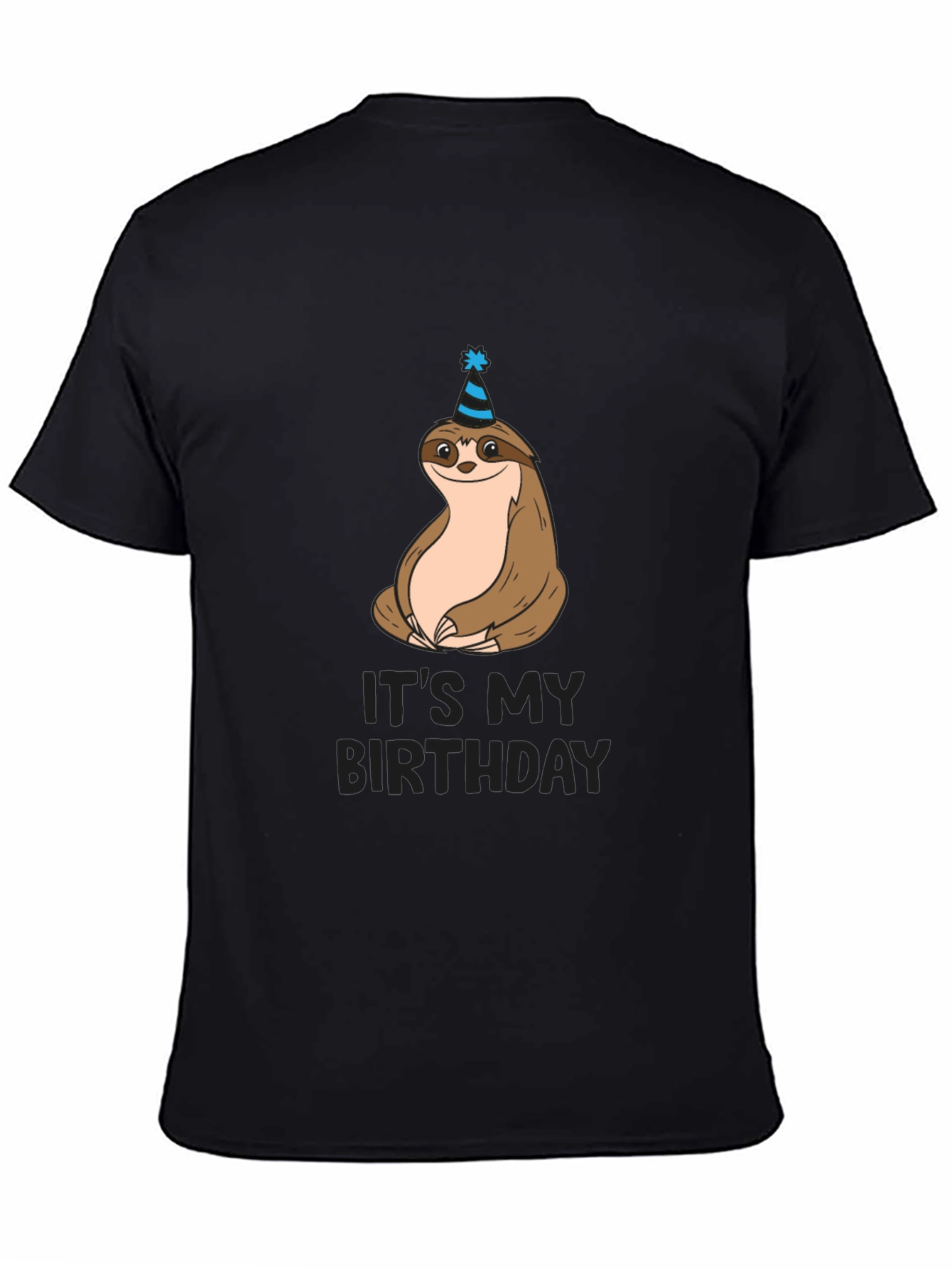 Birthday Sloth Graphic Tee - Men's Black T-Shirt - 4