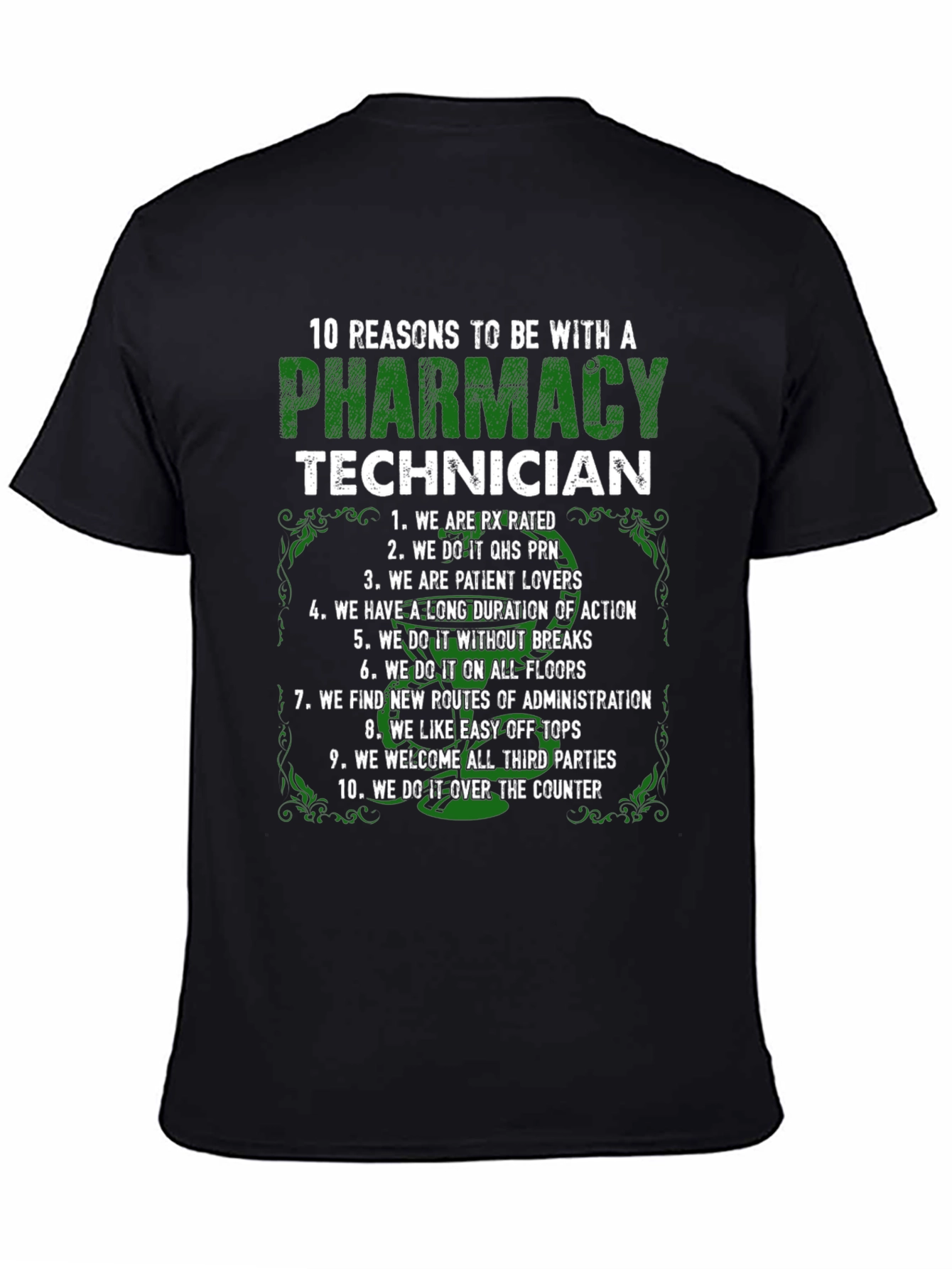 Black Pharmacy Technician - 10 Reasons T-Shirt view 4