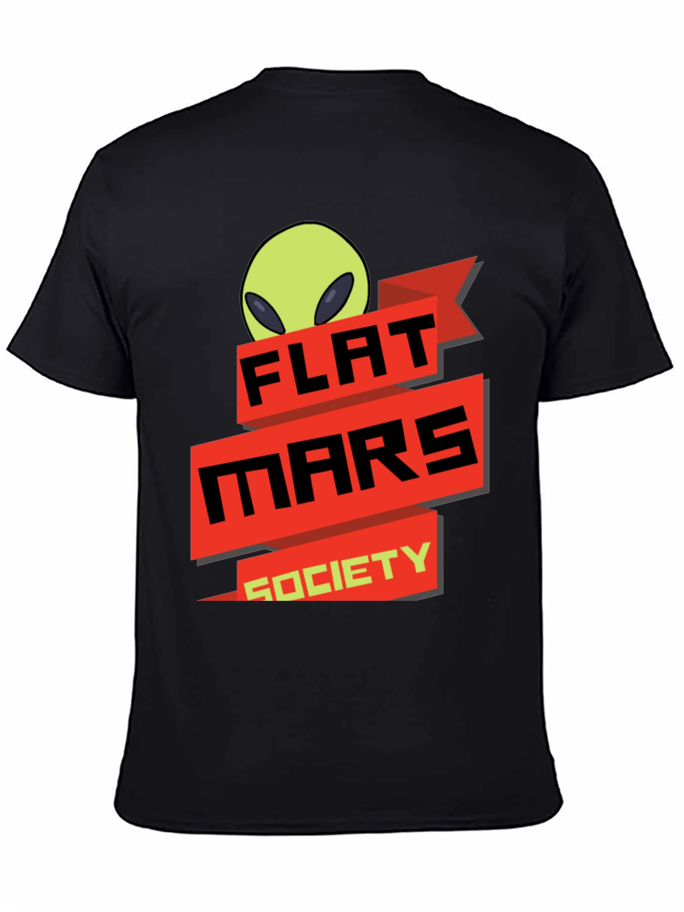 Black Flat Mars Society T-Shirt - Alien Graphic Tee view 4