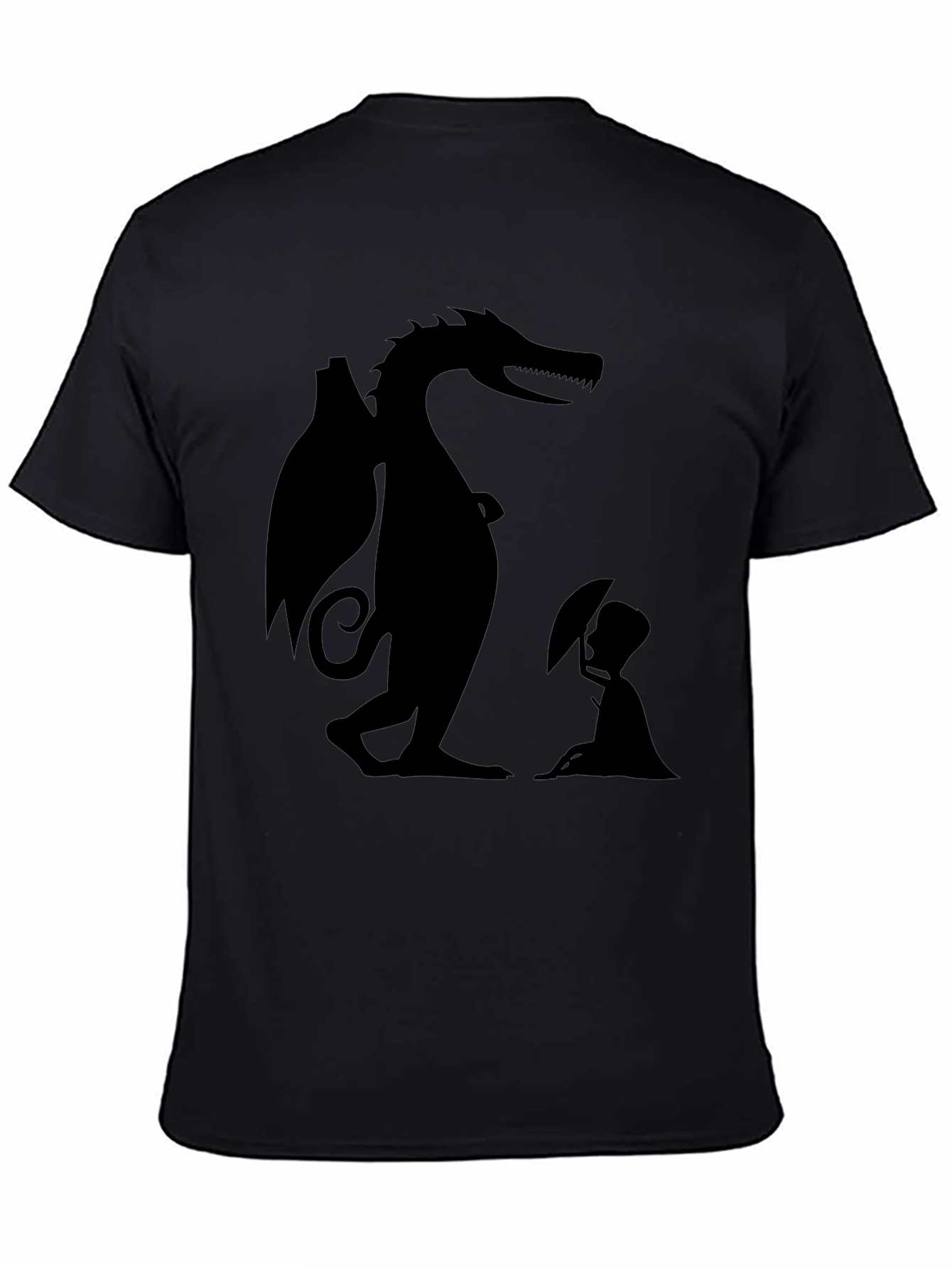 Black Dragon and Boy Graphic Tee - Black Cotton Blend view 4