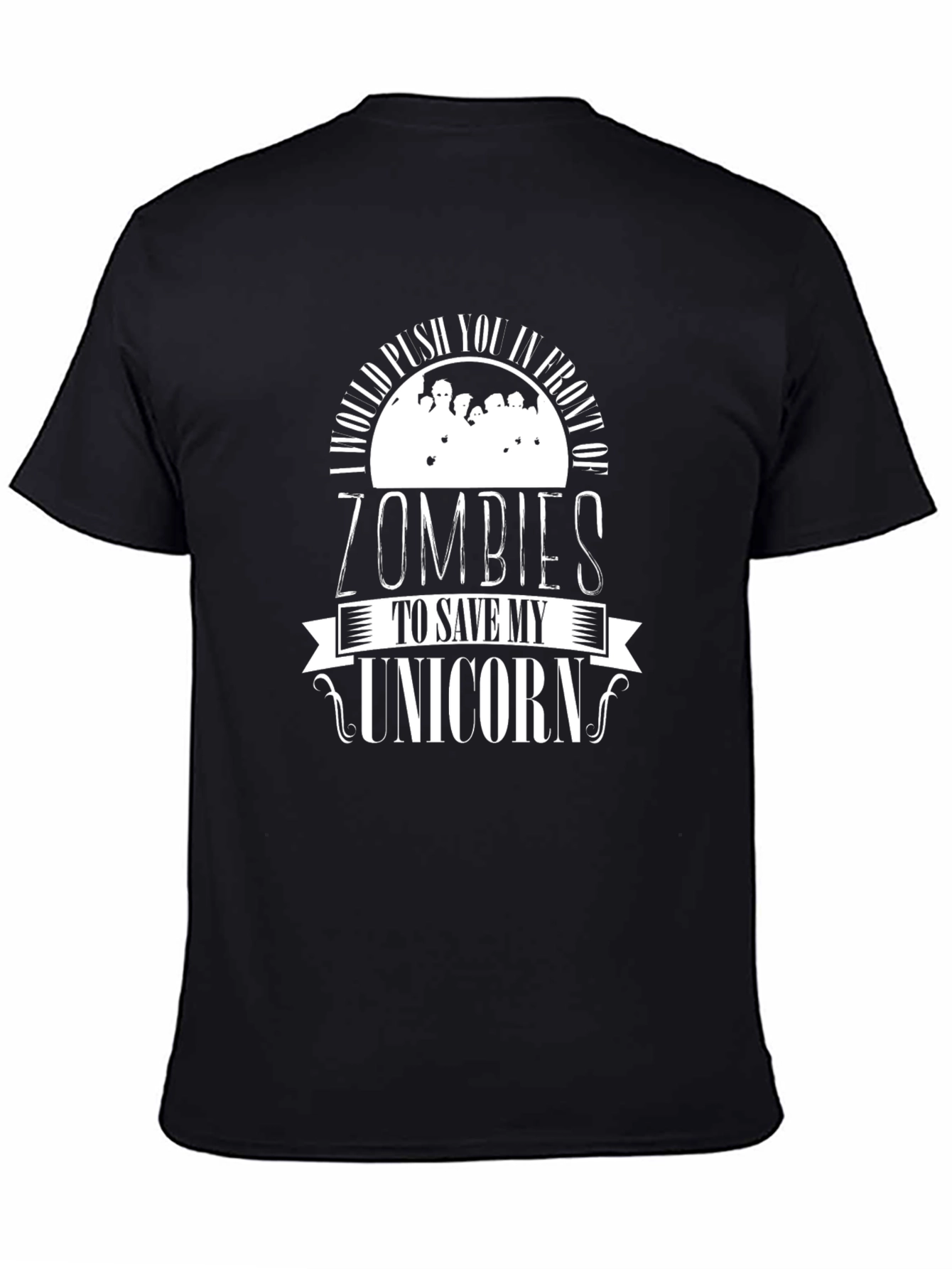 Black Funny Zombie Unicorn T-Shirt view 4