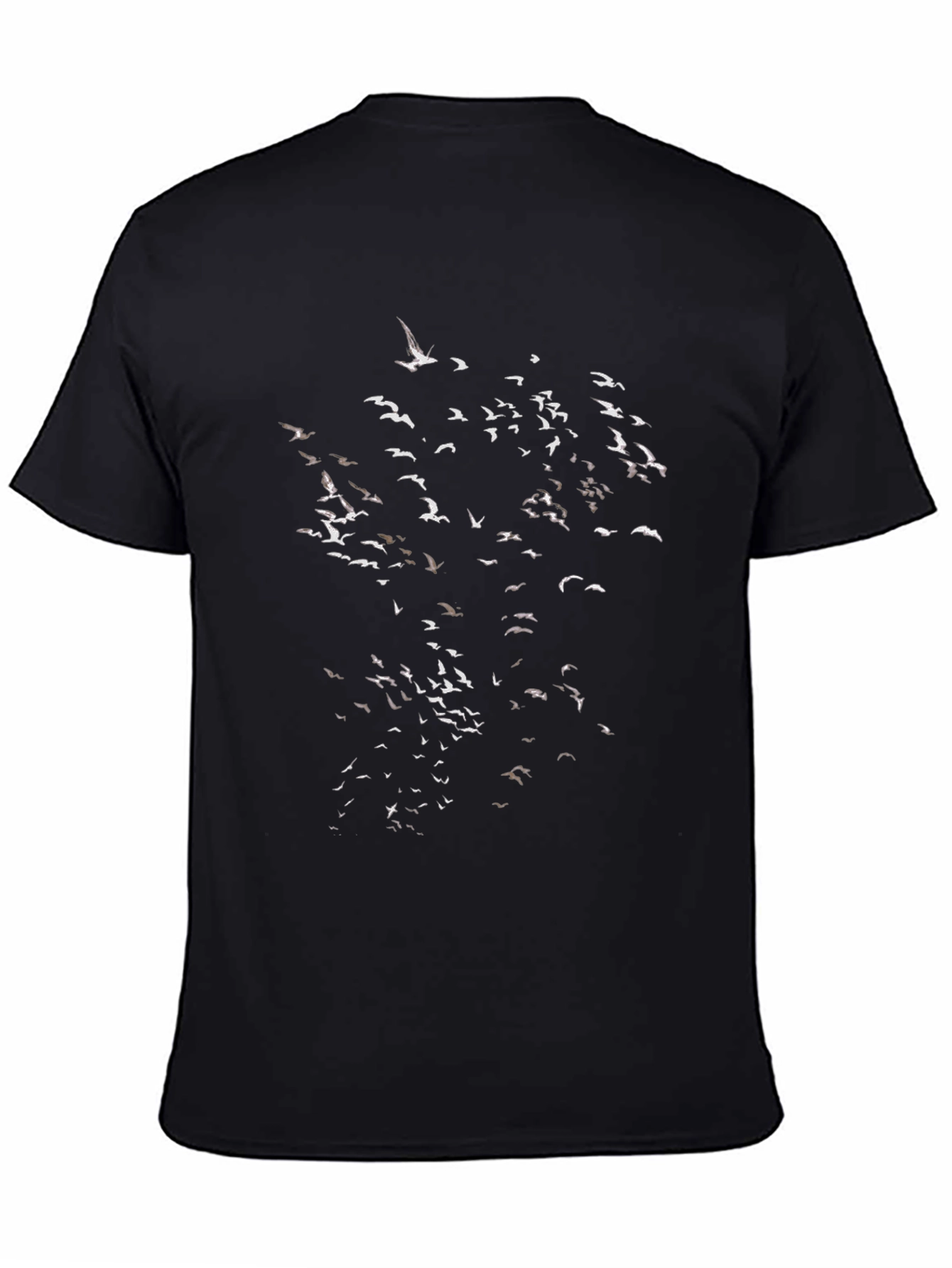 Black Black T-Shirt with Flock of Birds Graphic view 4