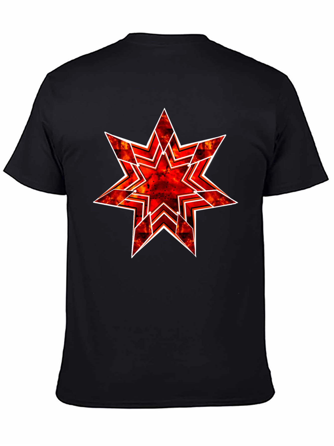 Black Fiery Starburst Graphic Tee - Bold Statement Shirt view 4