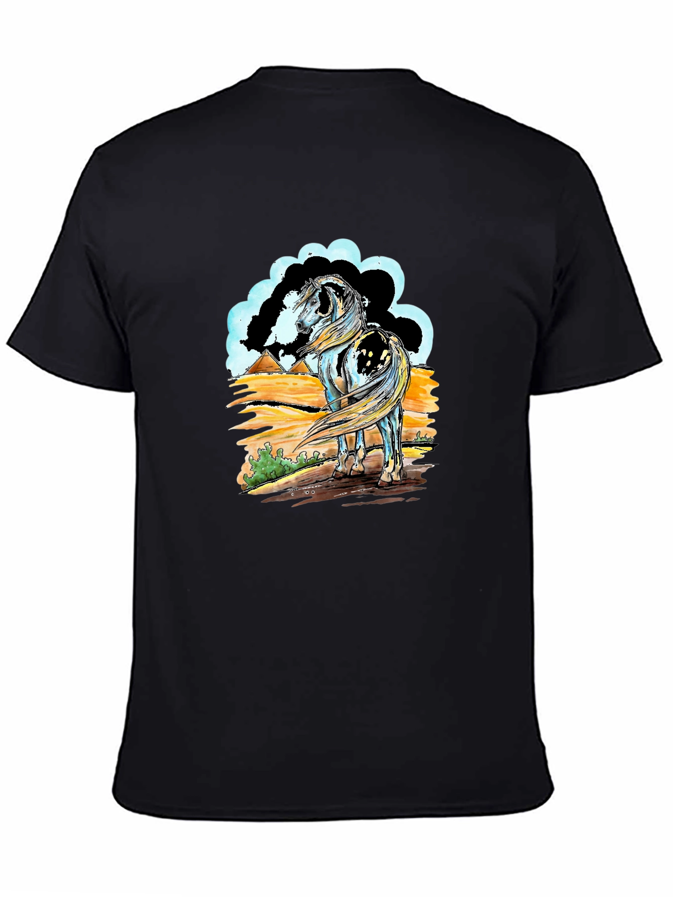 Black Horse Graphic Tee - Black Cotton Shirt view 4