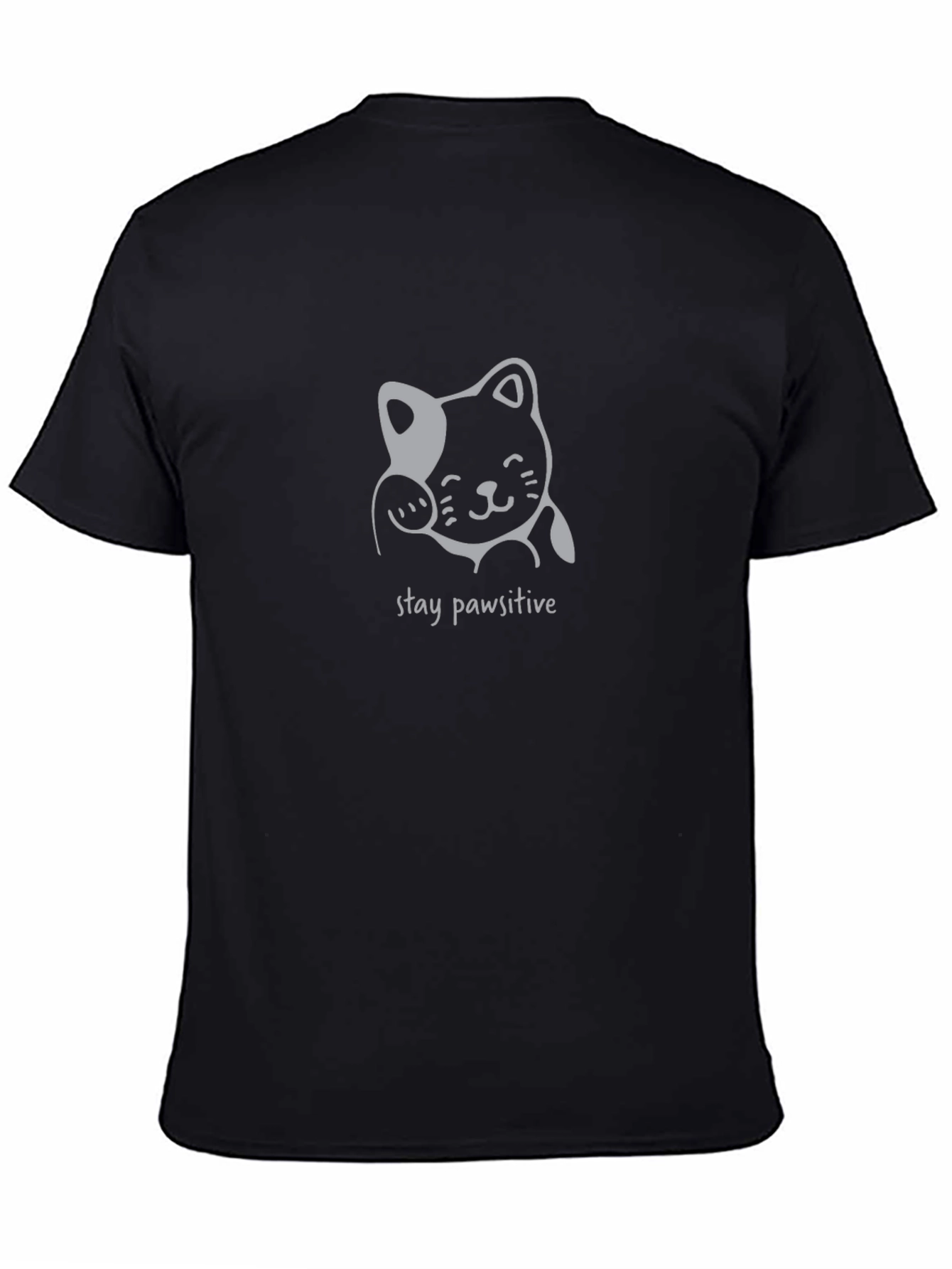 Black Stay Pawsitive Cat Graphic Tee - Black view 4