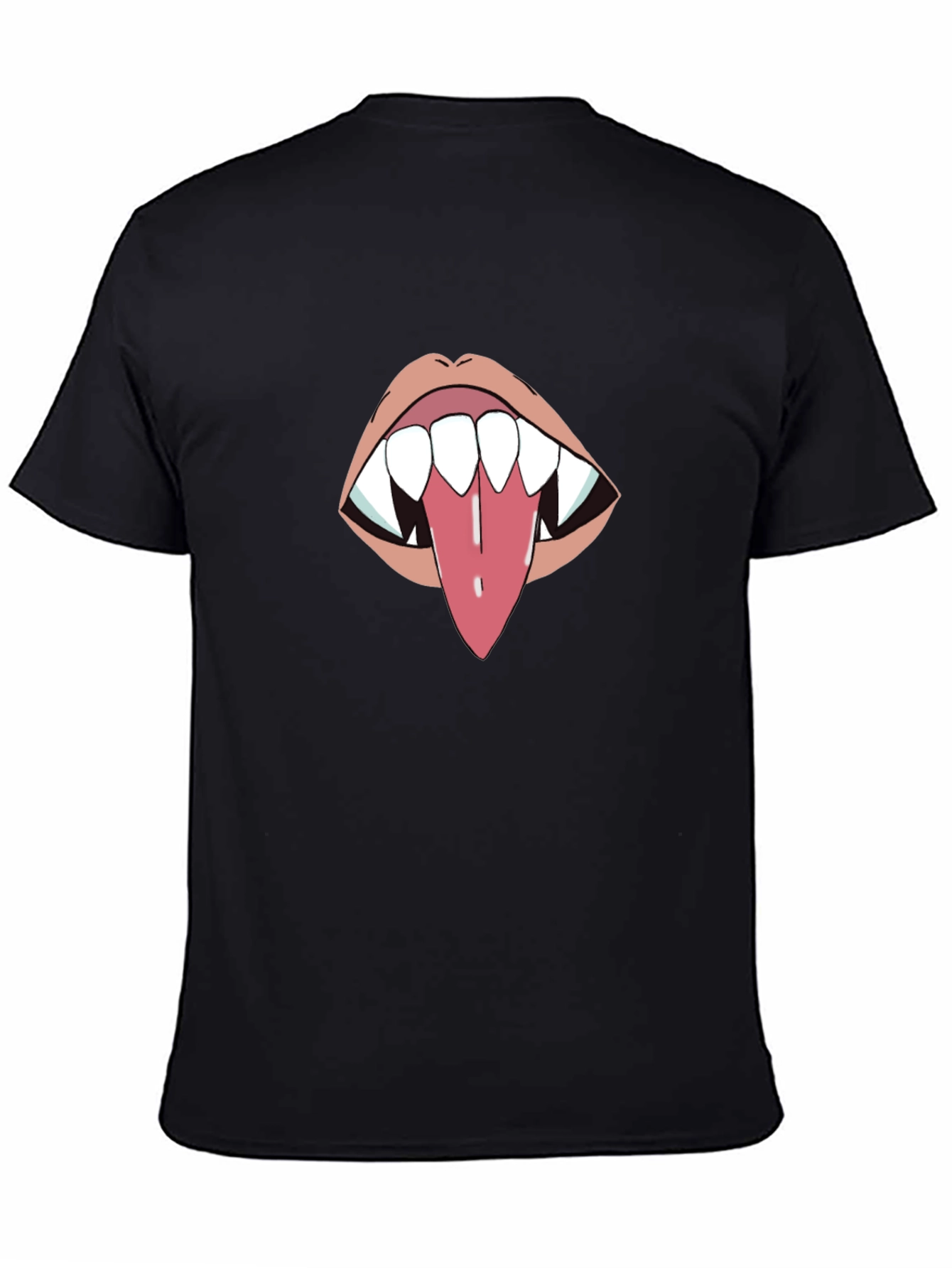 Black Vampire Tongue Graphic T-Shirt - Black view 4