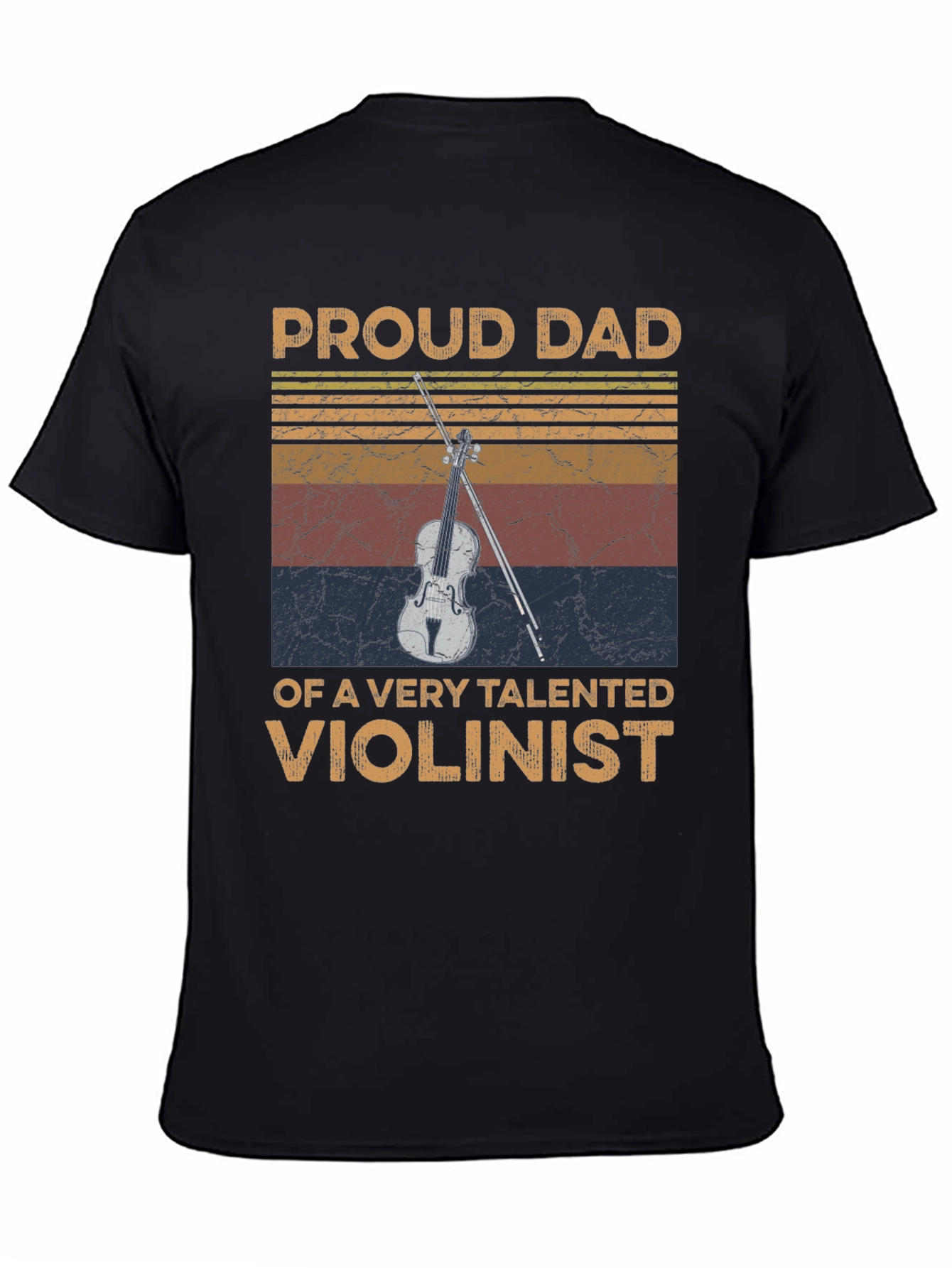 Black Proud Dad Violinist Graphic Tee view 4