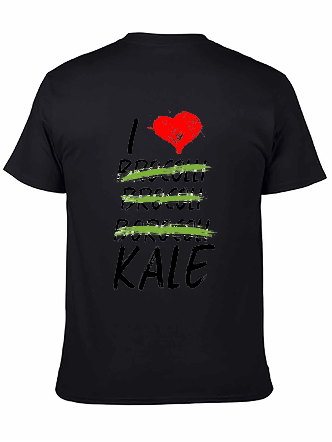 Black I Love Kale T-Shirt - Funny Vegan Tee view 4