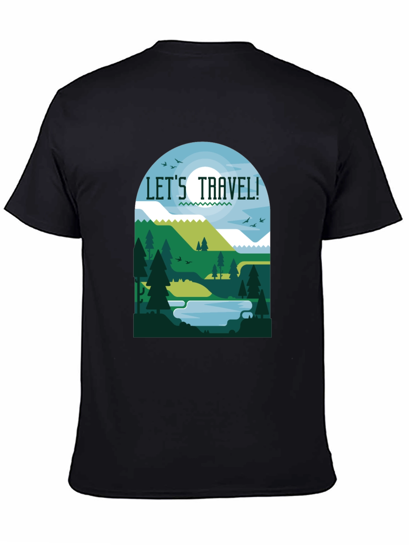 Black Let's Travel T-Shirt - Nature Inspired Tee view 4