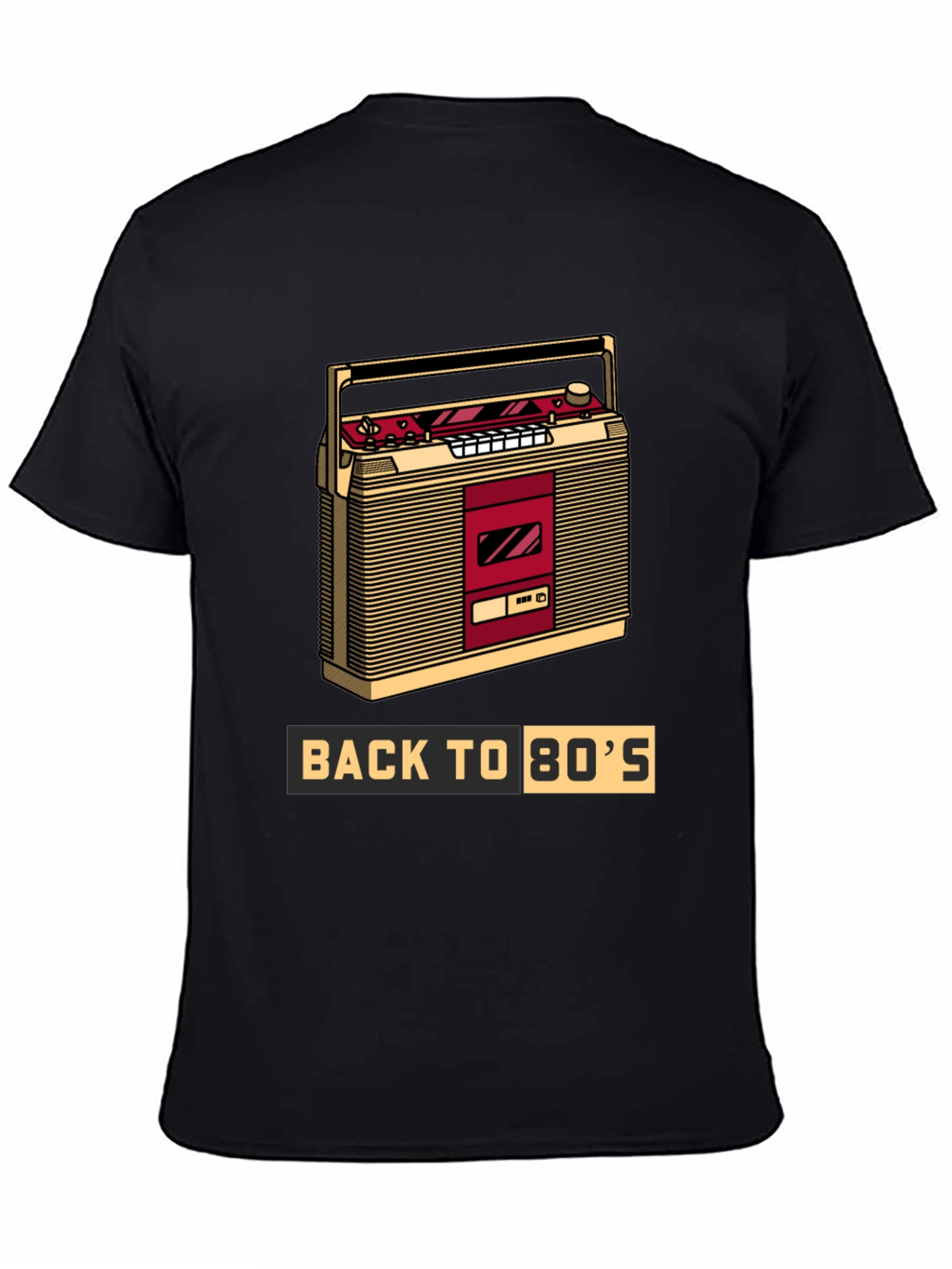 Black Back to the 80s Retro Boombox T-Shirt view 4