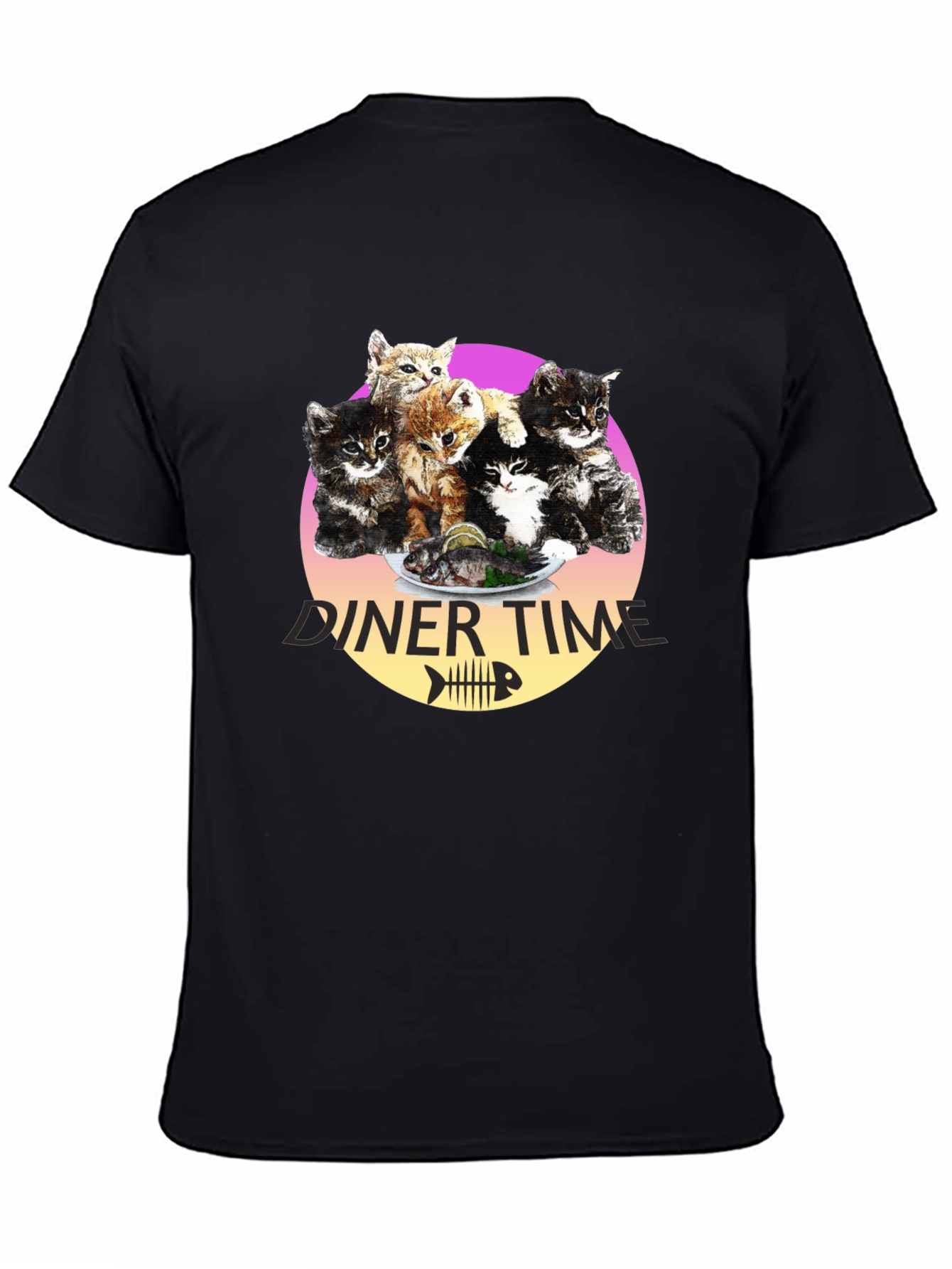 Black Kitten Diner Time T-Shirt - Funny Cat Lover Tee view 4