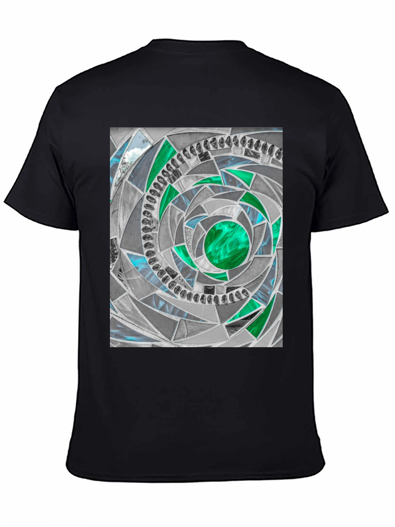 Black Geometric Mosaic T-Shirt - Abstract Art Tee view 4