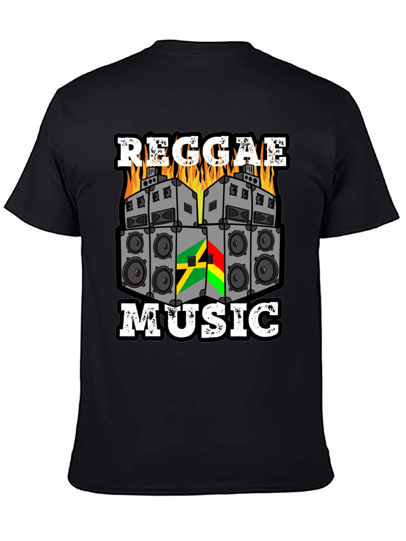 Black Reggae Music Graphic Tee - Black Cotton view 4
