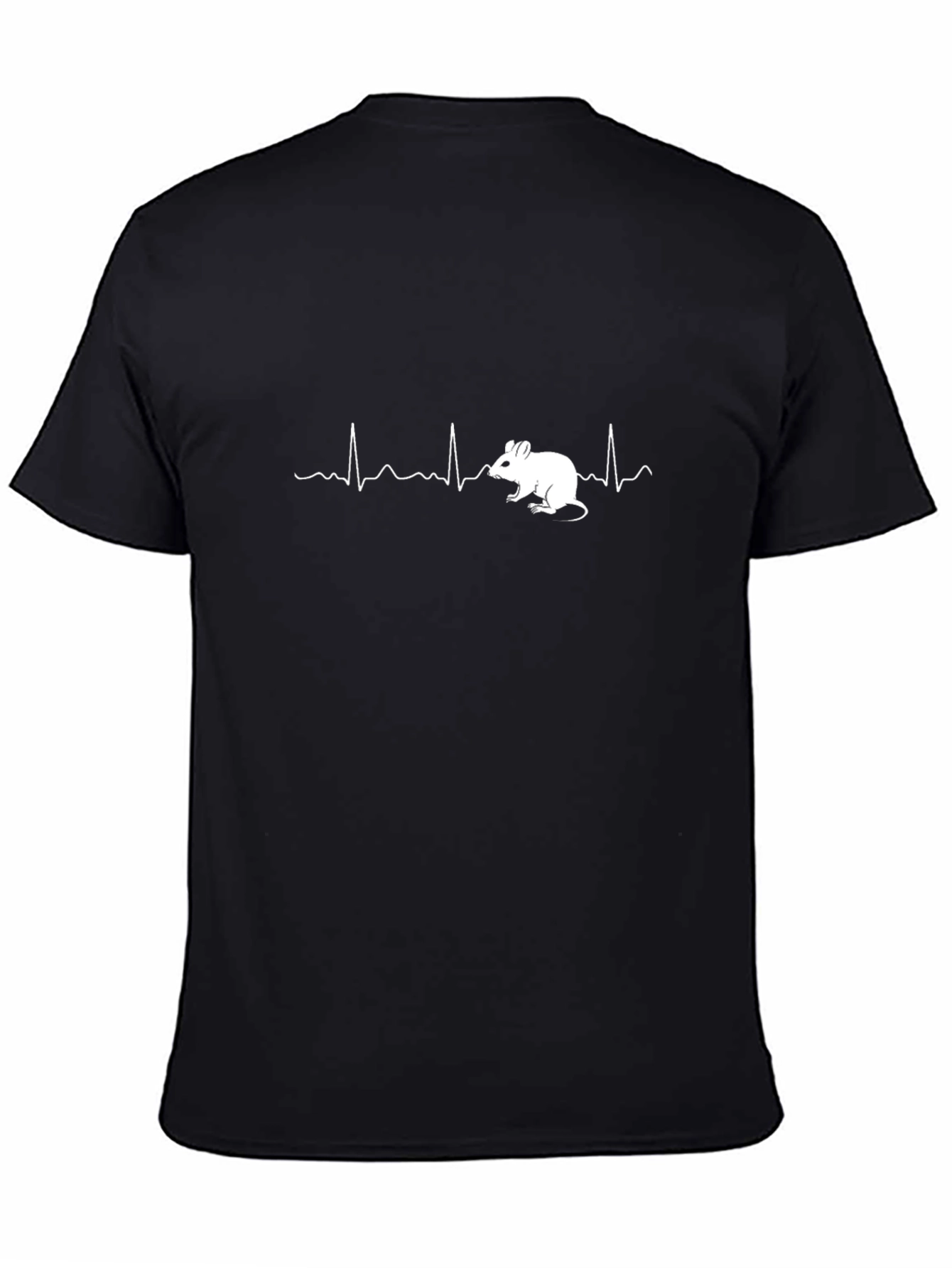 Black Mouse Heartbeat T-Shirt - Black Cotton Graphic Tee view 4