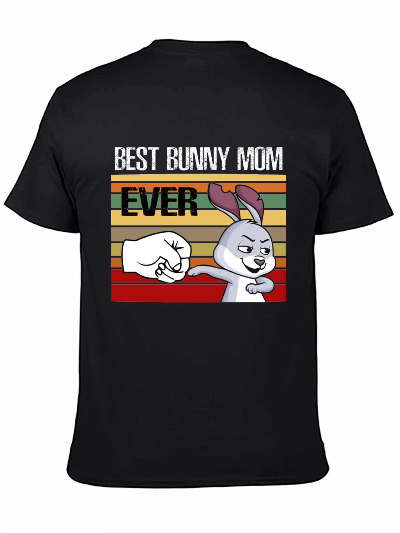 Black Best Bunny Mom Ever T-Shirt, Fun Easter Tee view 4