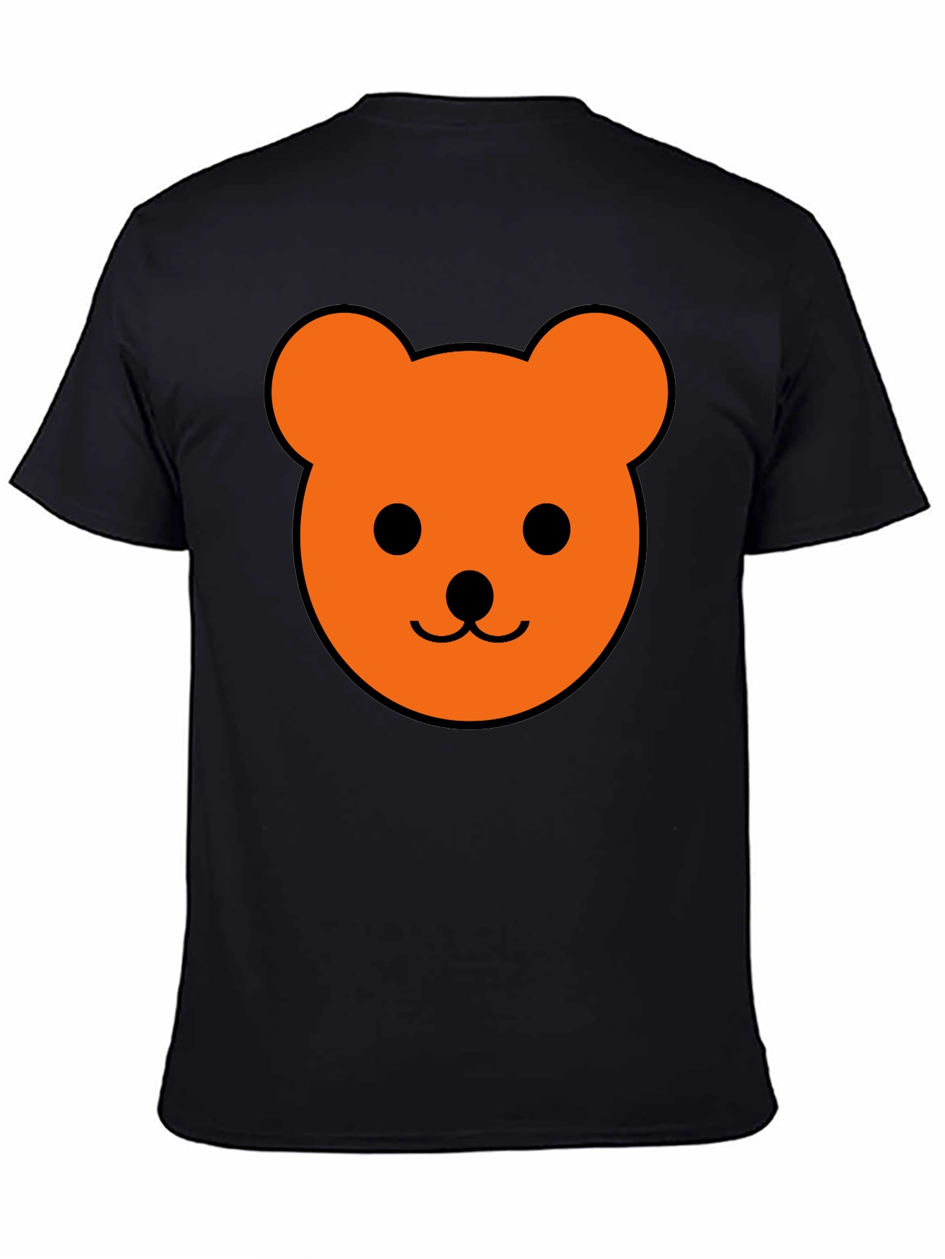 Black Men's Black T-Shirt with Orange Bear Graphic view 4
