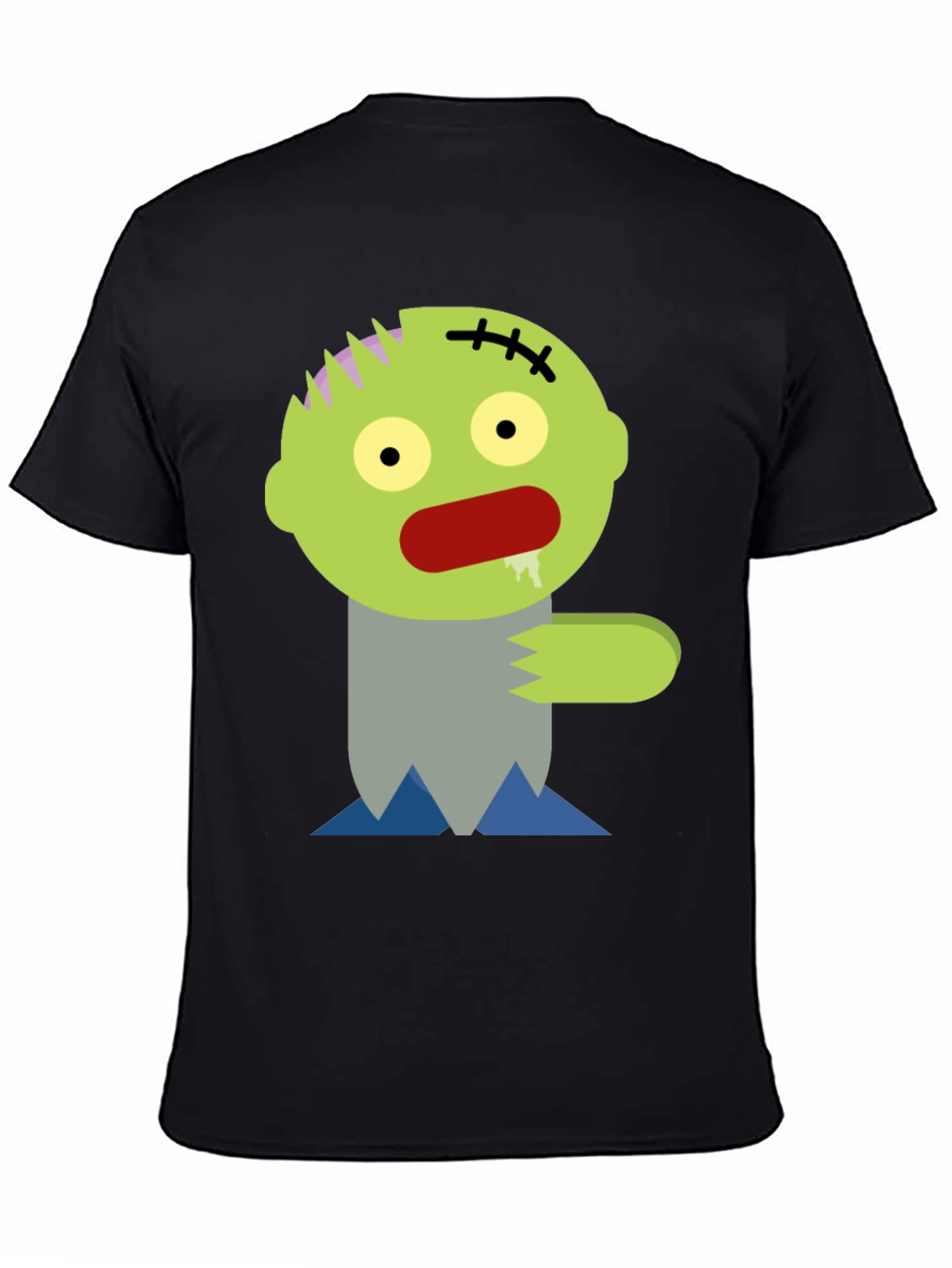 Black Zombie Cartoon Graphic T-Shirt view 4