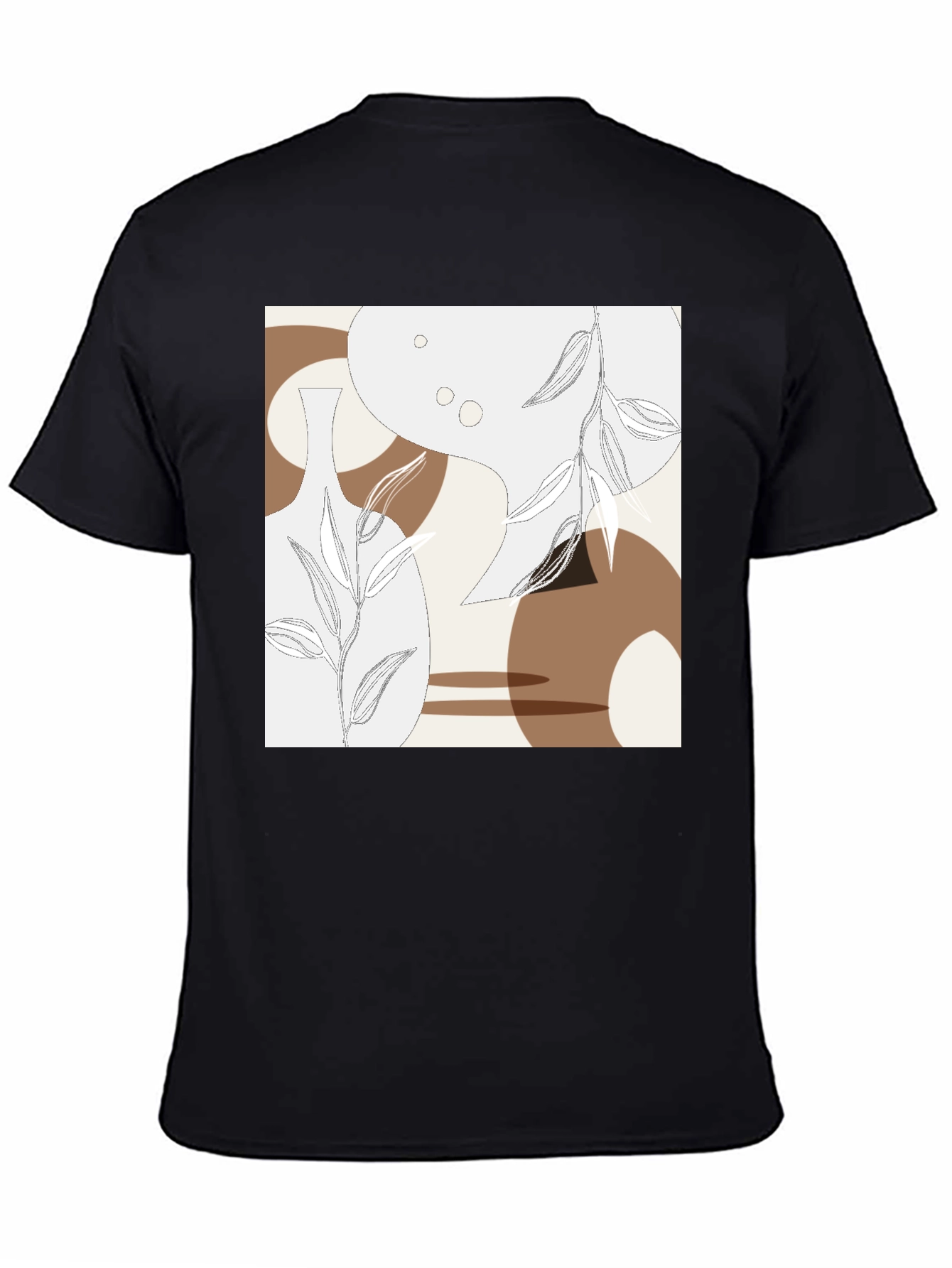 Black Abstract Floral T-Shirt - Modern Botanical Design view 4