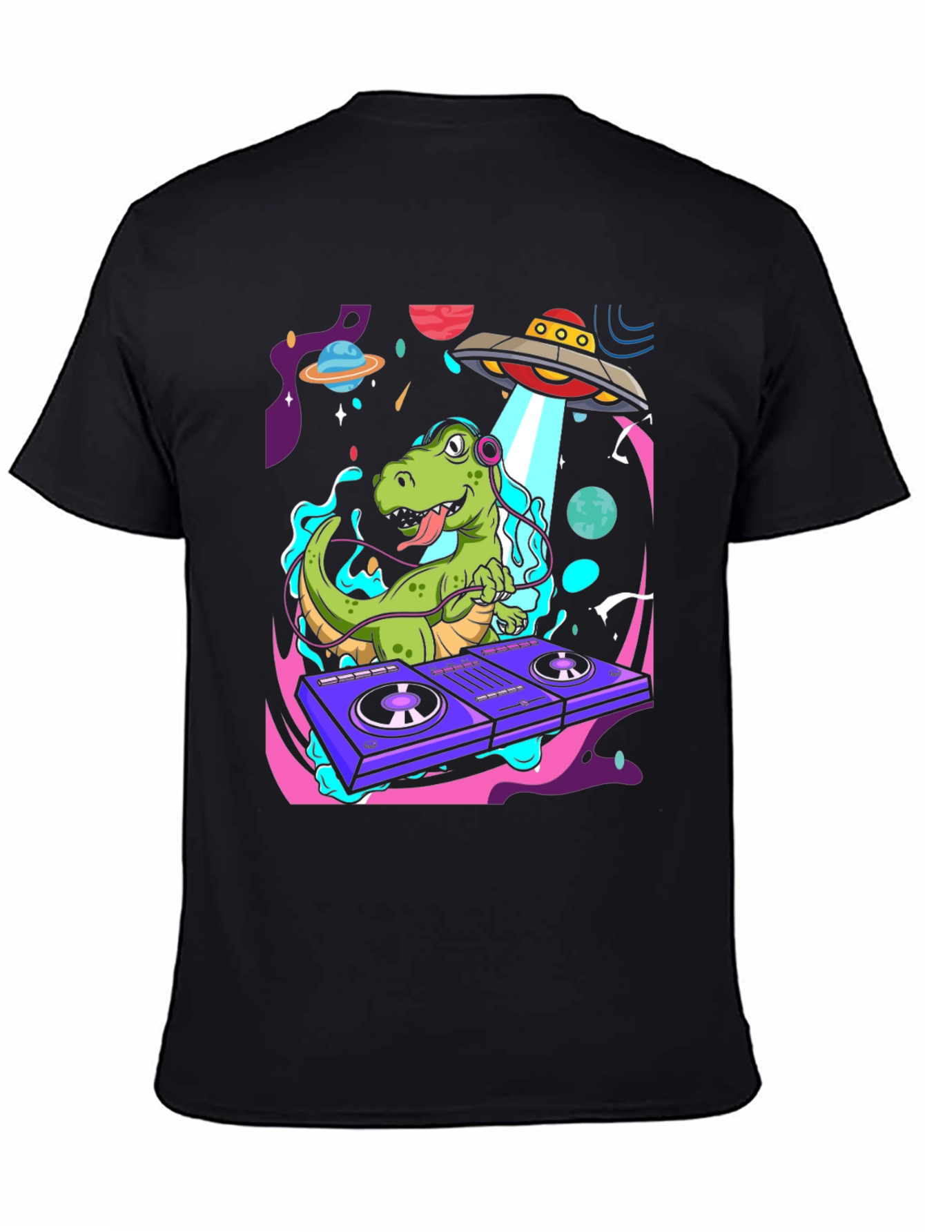 Black Dino DJ Graphic Tee - Out of this World Style view 4
