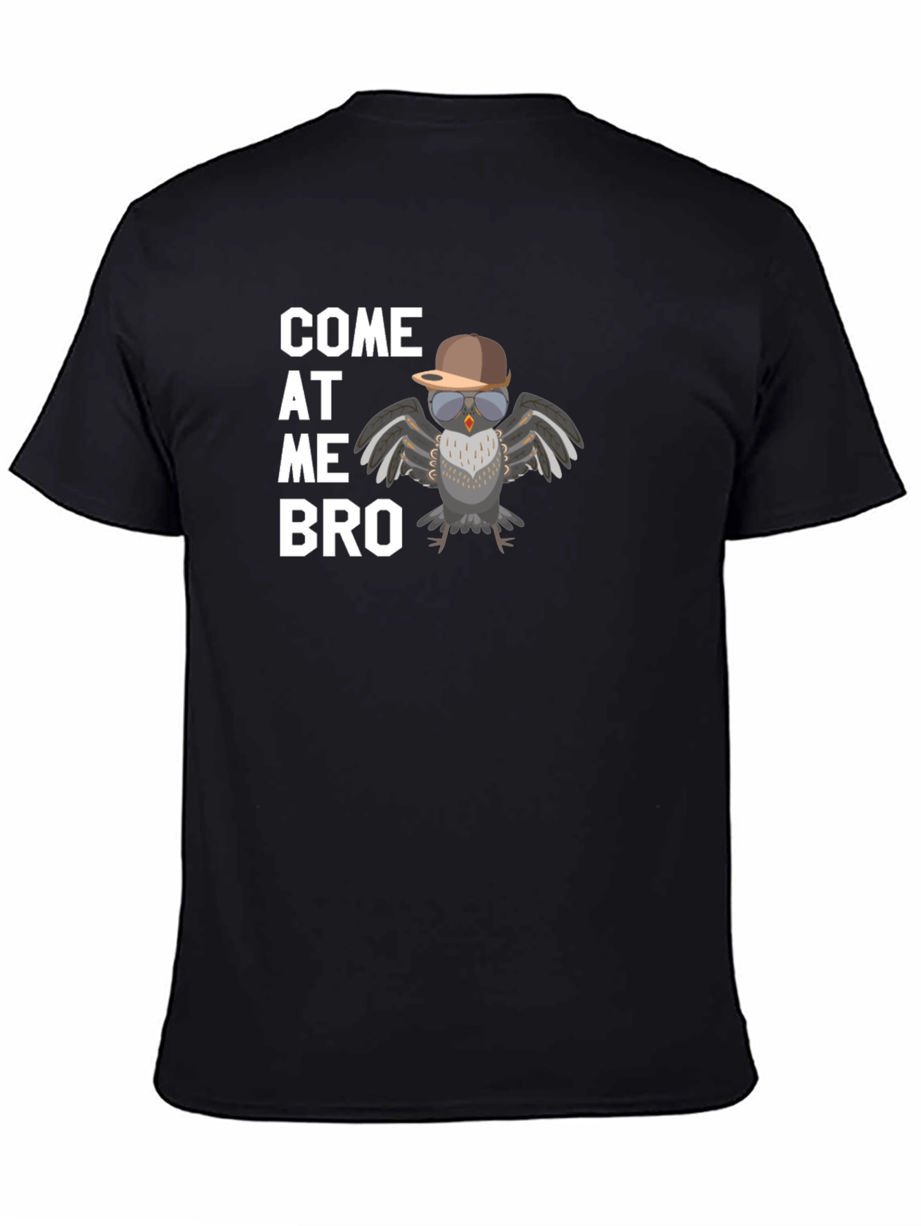 Black Come At Me Bro Owl Tee - Funny Bird T-Shirt view 4