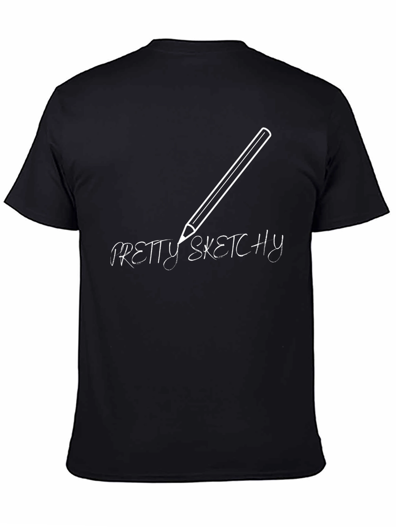 Black Pretty Sketchy Graphic T-Shirt - Black Cotton Tee view 4