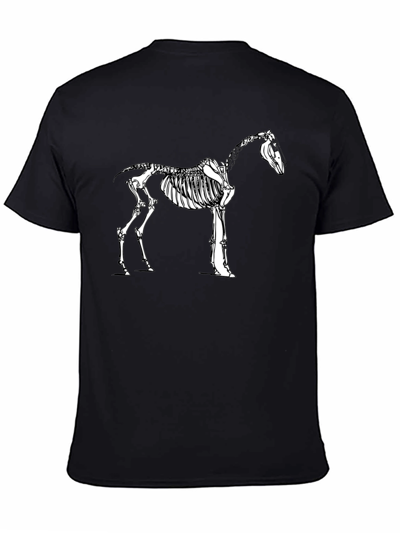 Black Horse Skeleton Graphic Tee - Black Cotton Shirt view 4