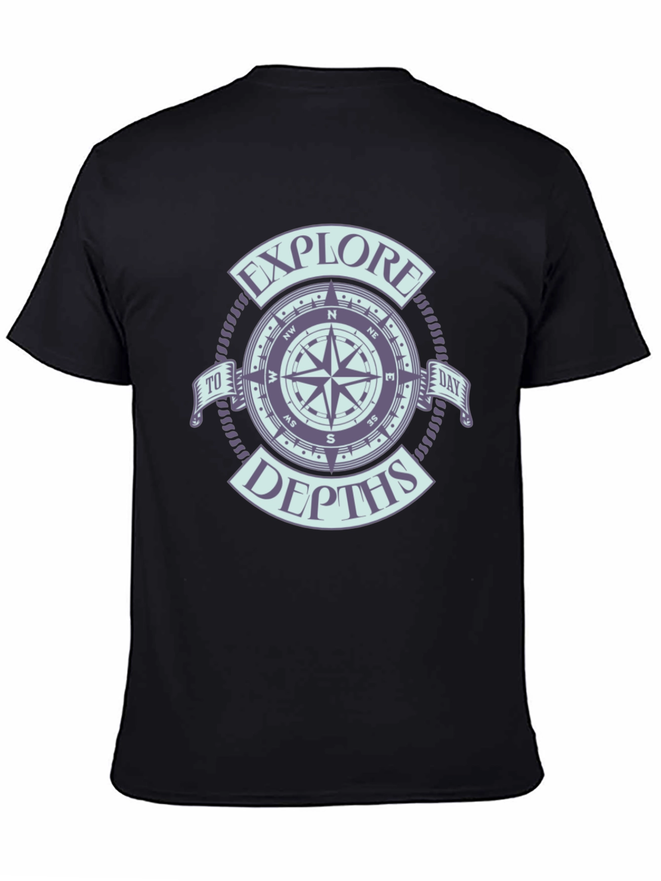 Black Explore Depths Compass Graphic Black T-Shirt view 4