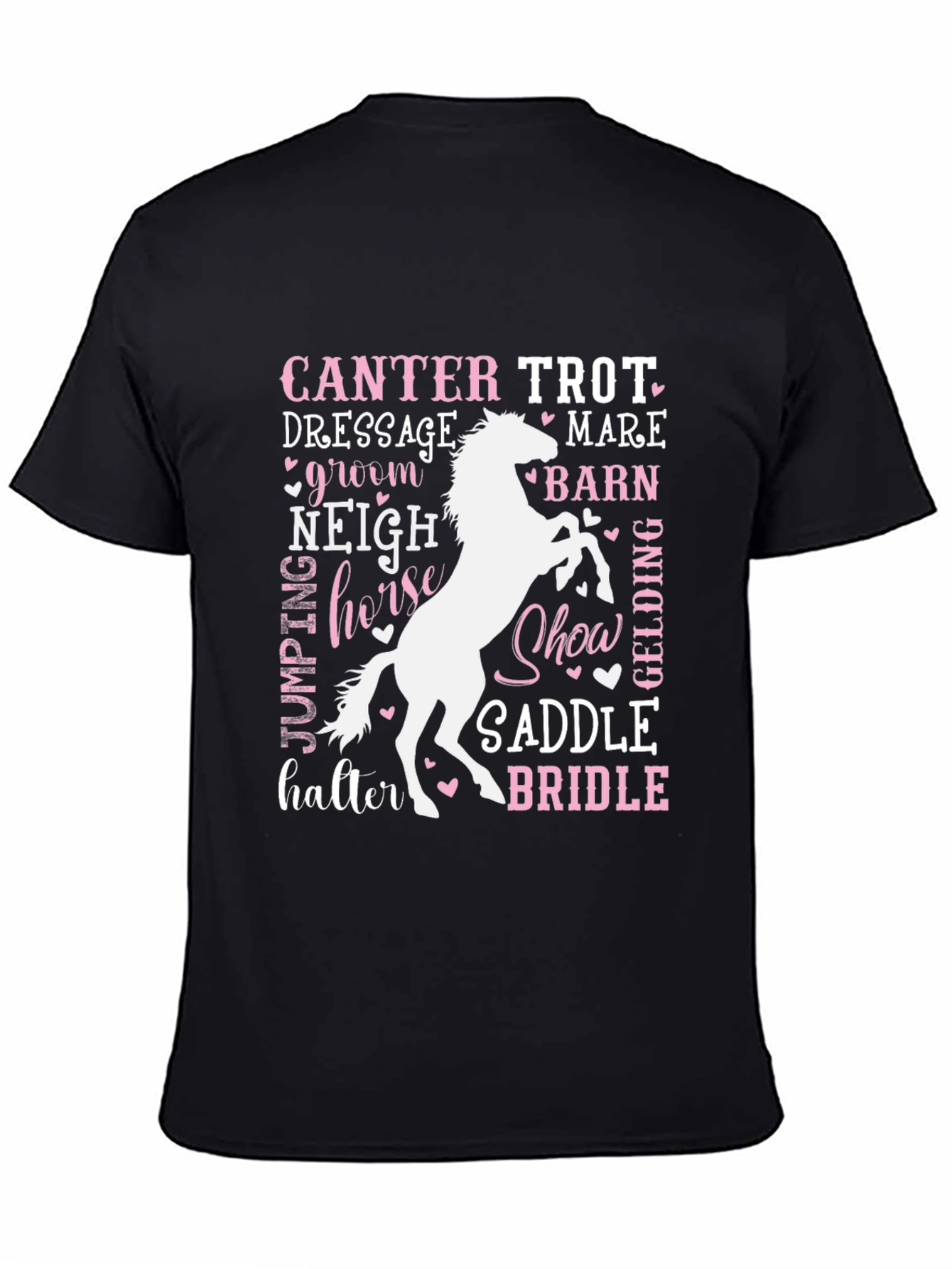 Black Equestrian Word Art T-Shirt - Horse Lover Tee view 4