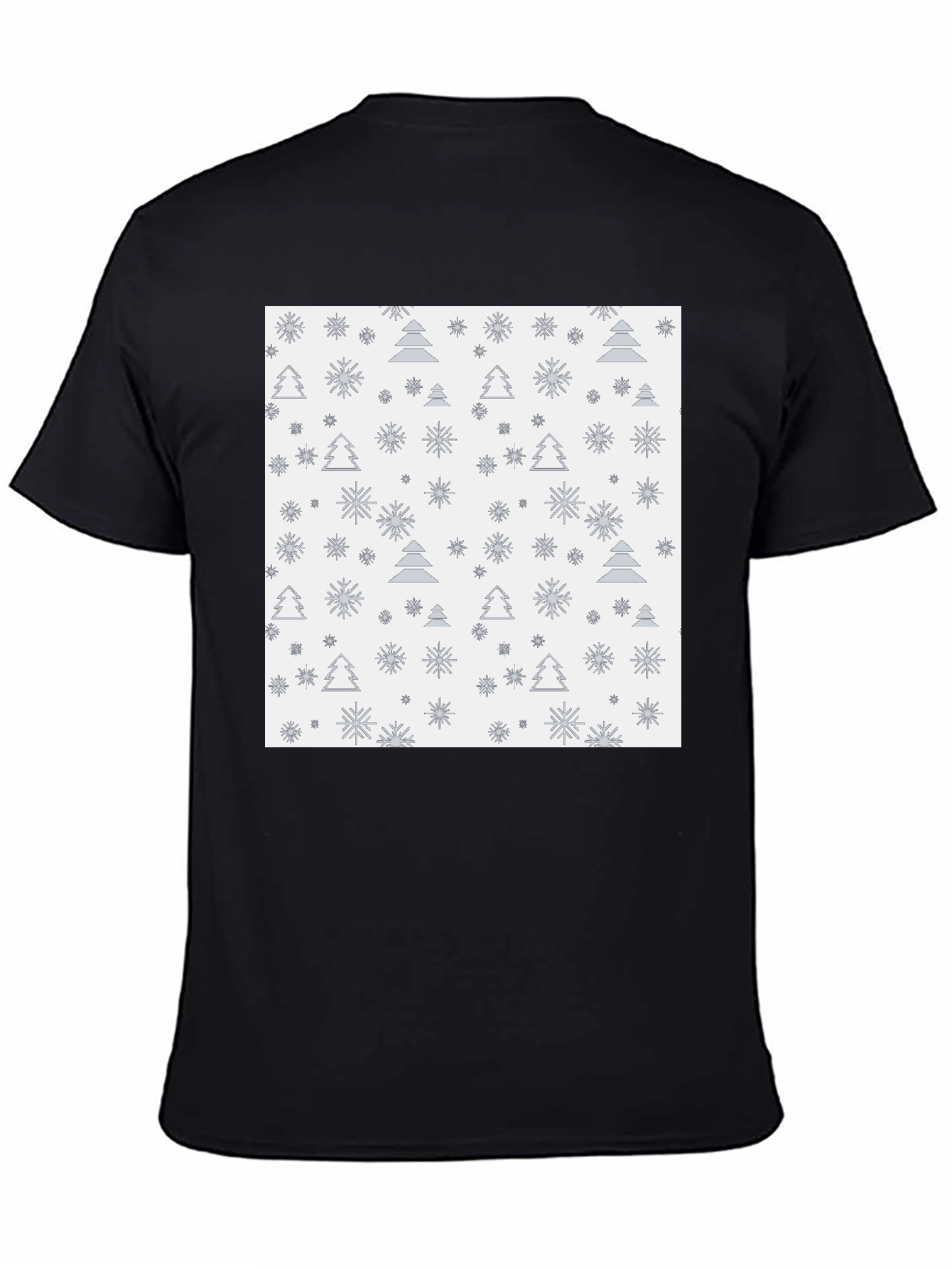 Black Festive Trees & Snowflakes Black T-Shirt view 4