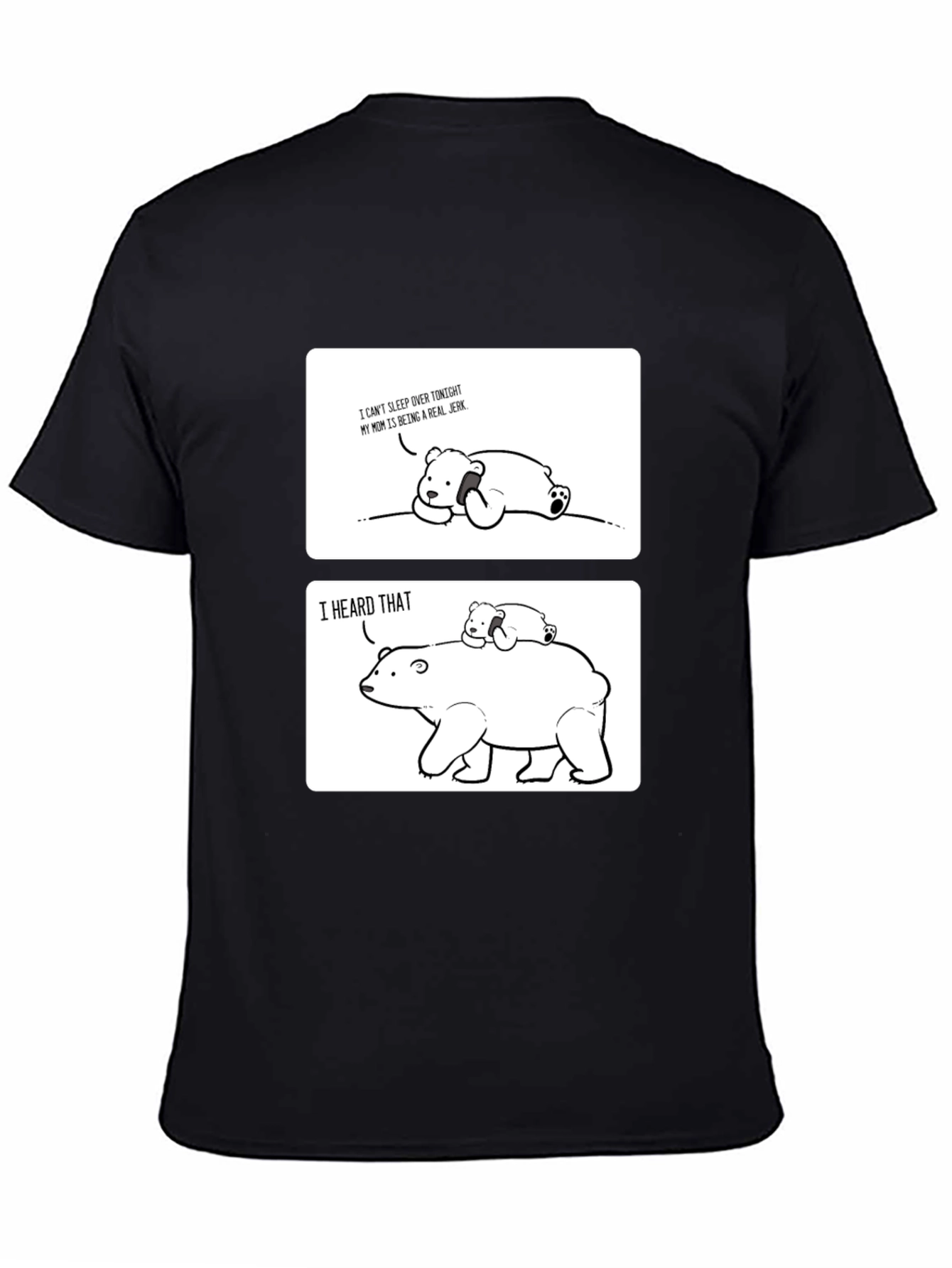 Black Funny Cartoon Bear T-Shirt - Mom Joke Tee view 4