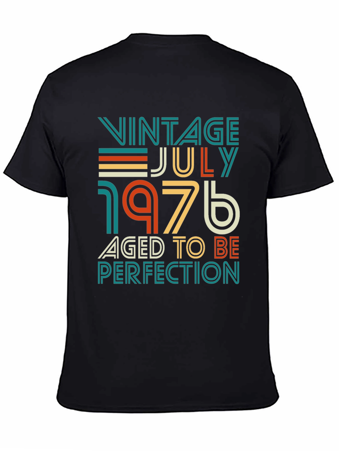 Black Vintage July 1976 Aged to Perfection T-Shirt view 4