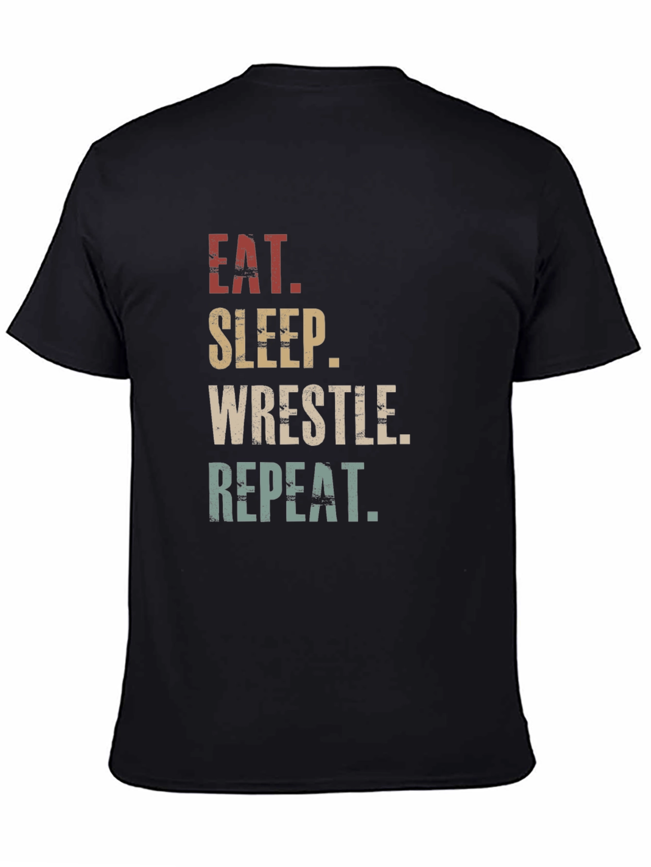 Black Eat Sleep Wrestle Repeat Graphic T-Shirt view 4