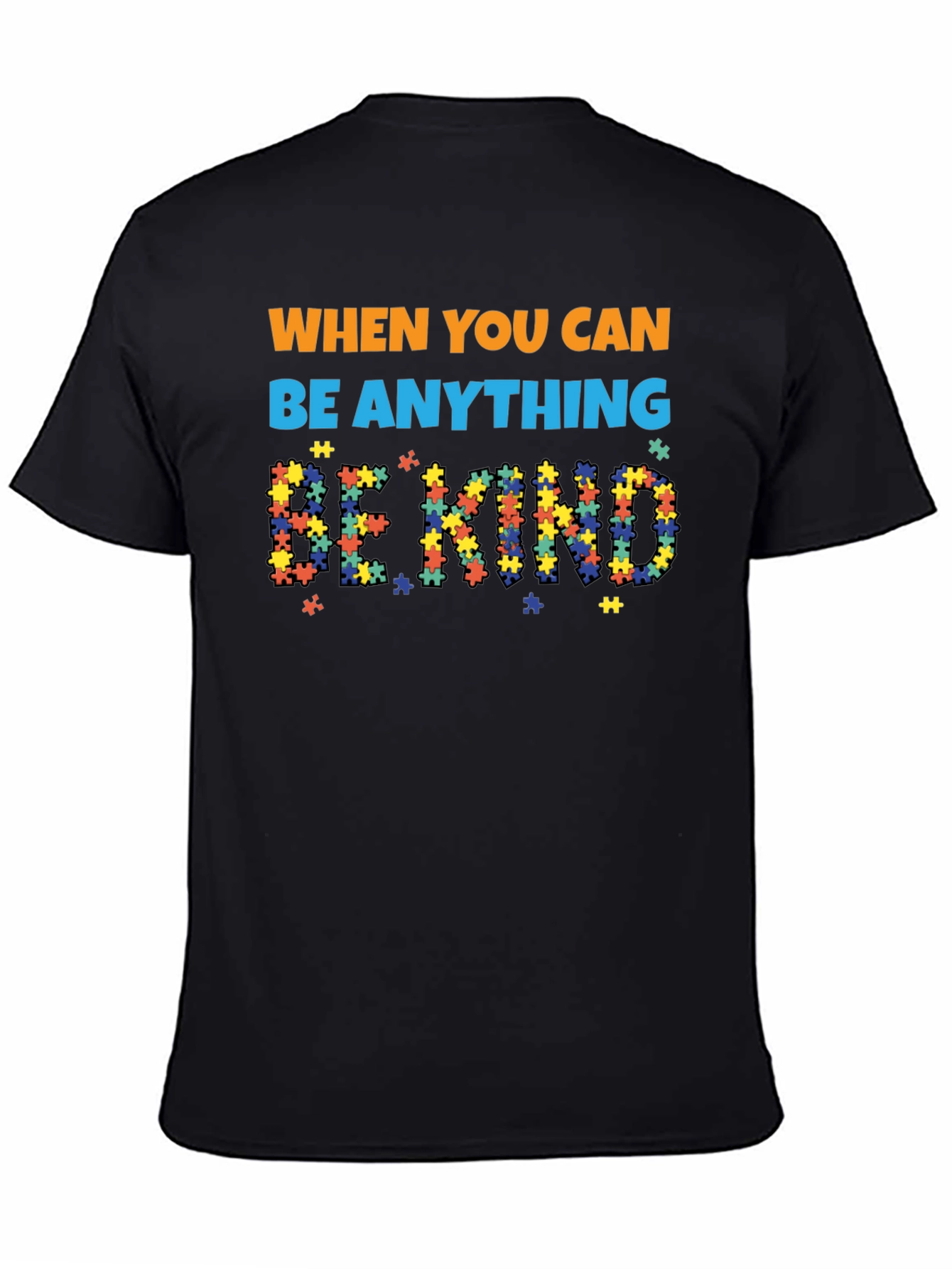 Black Be Kind Autism Awareness T-Shirt view 4