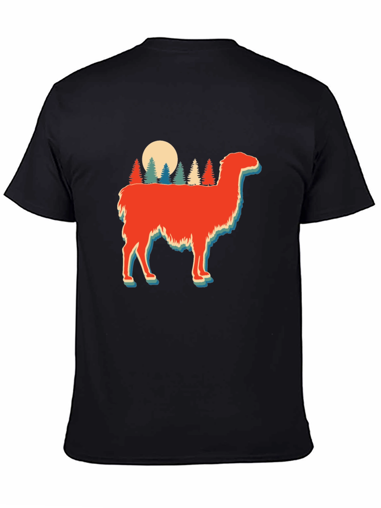 Black Retro Llama Forest Graphic Tee view 4