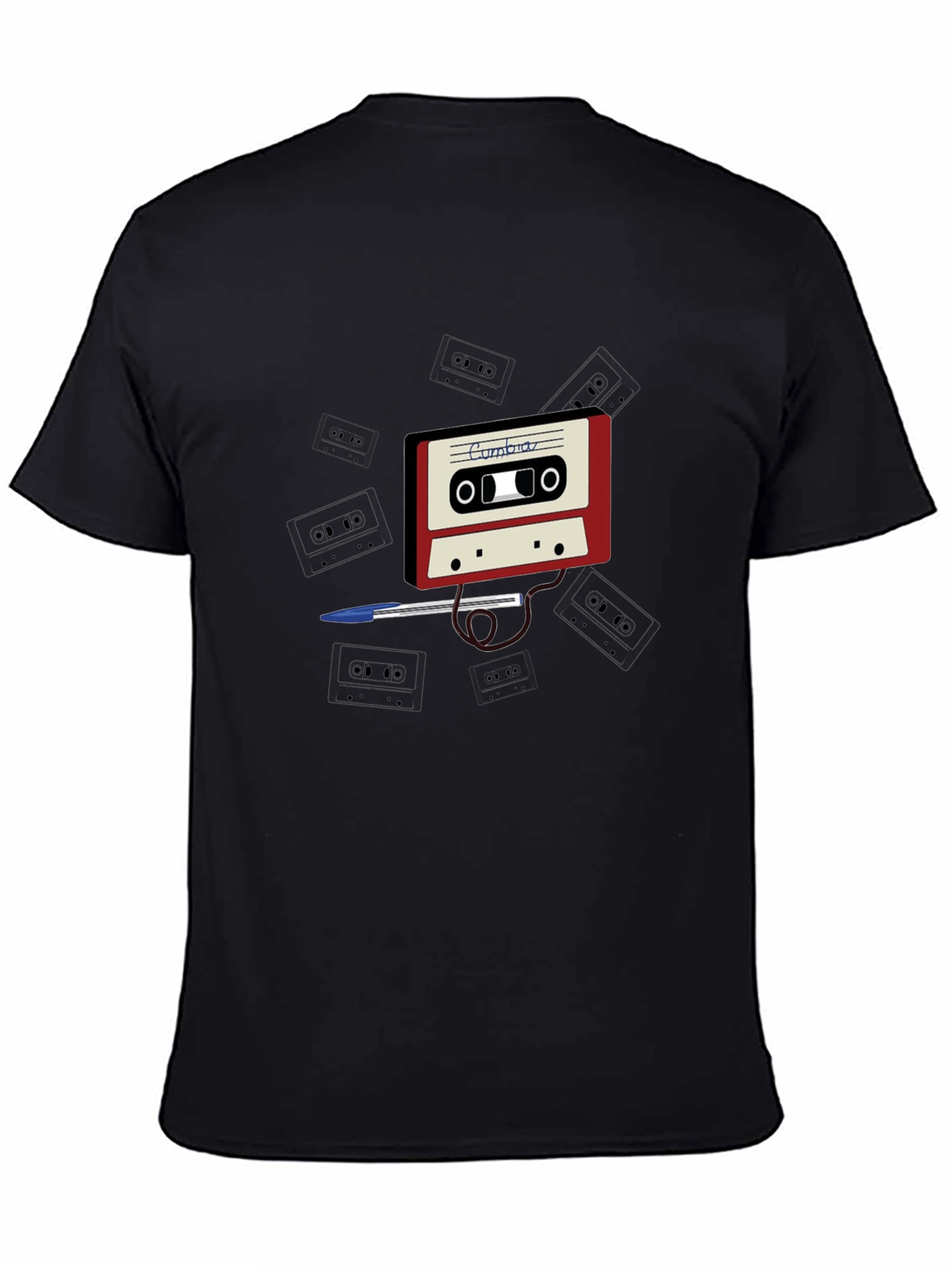 Black Retro Cassette Tape T-Shirt - Classic Design view 4