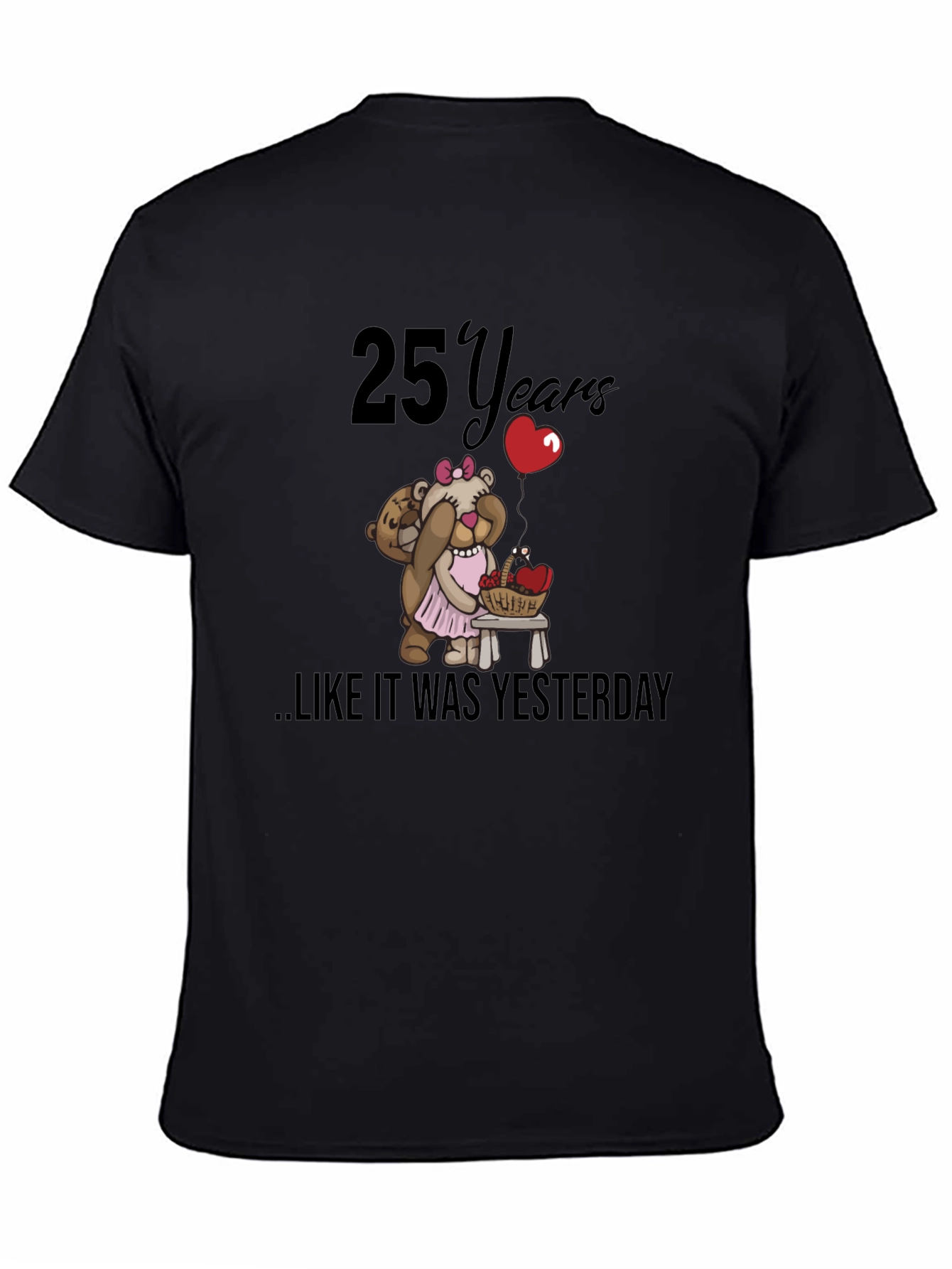 Black 25th Anniversary Teddy Bear T-Shirt view 4
