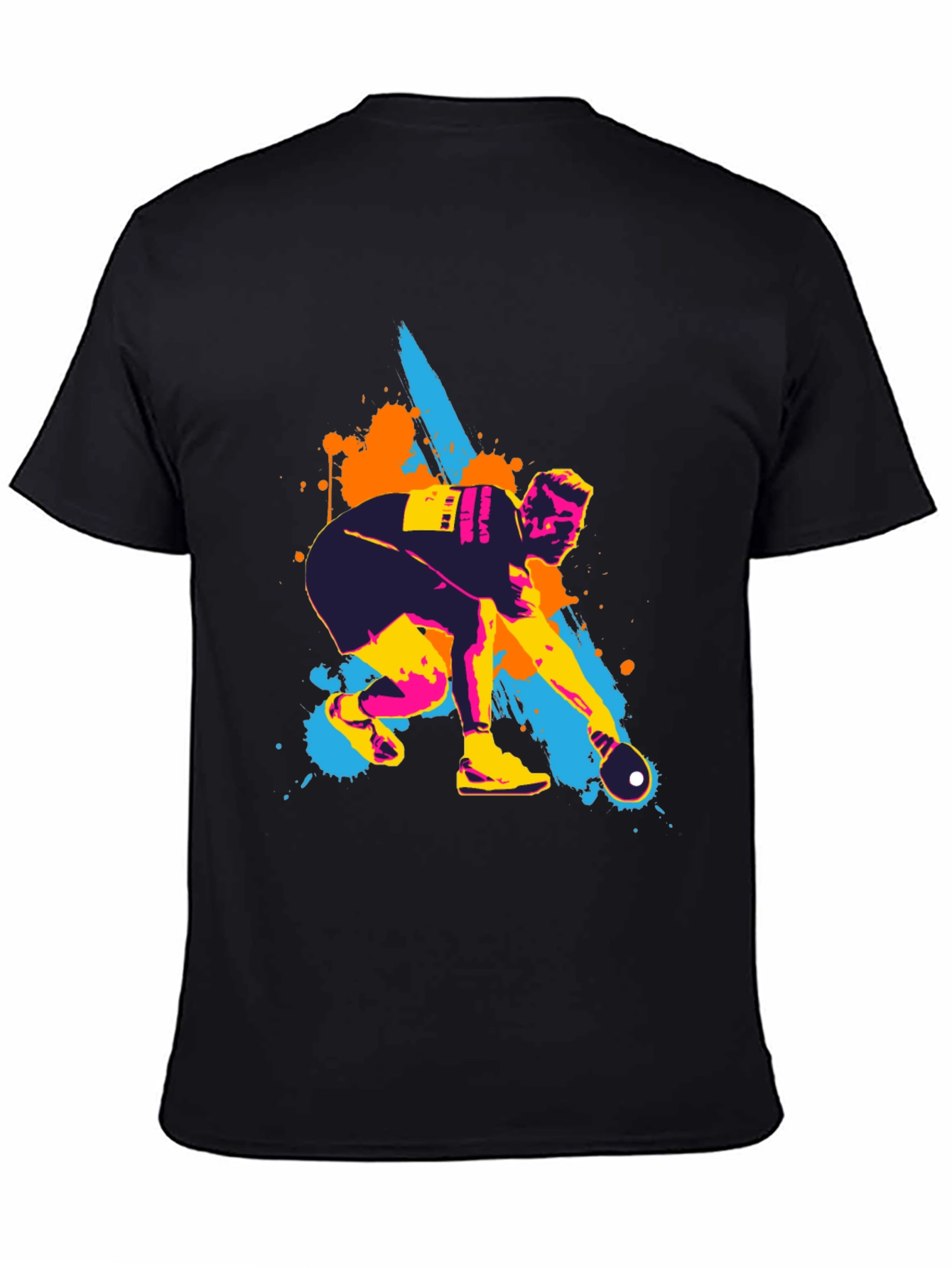 Black Artistic Bowling T-Shirt for Men view 4