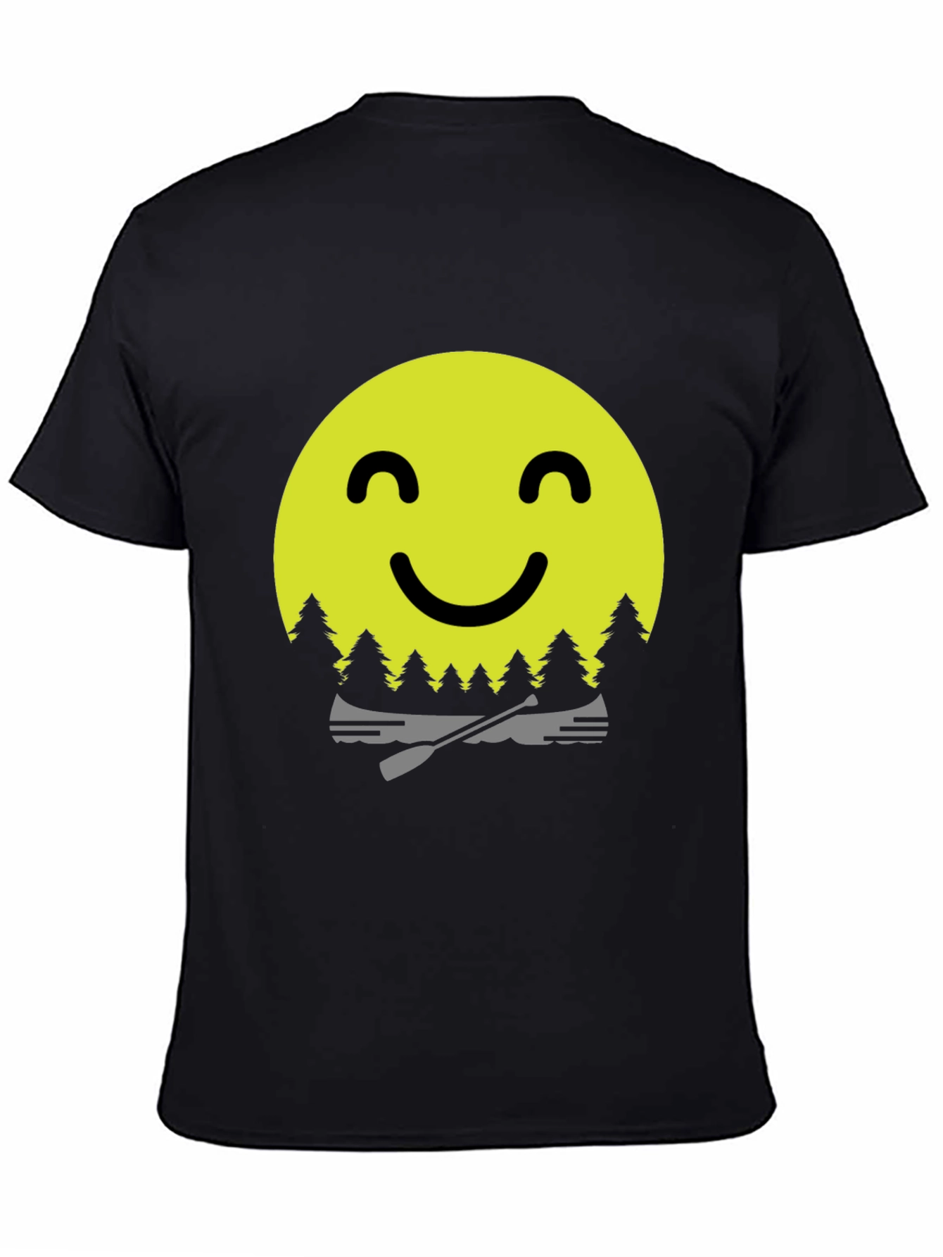 Black Smiley Face Camping T-Shirt - Adventure Awaits! view 4