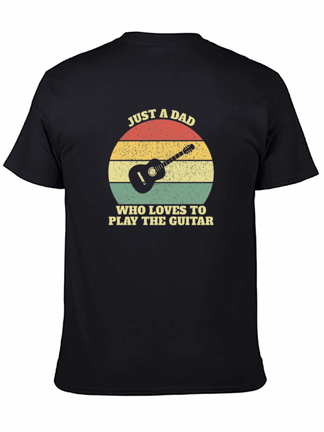 Black Just A Dad Who Loves to Play Guitar T-Shirt view 4