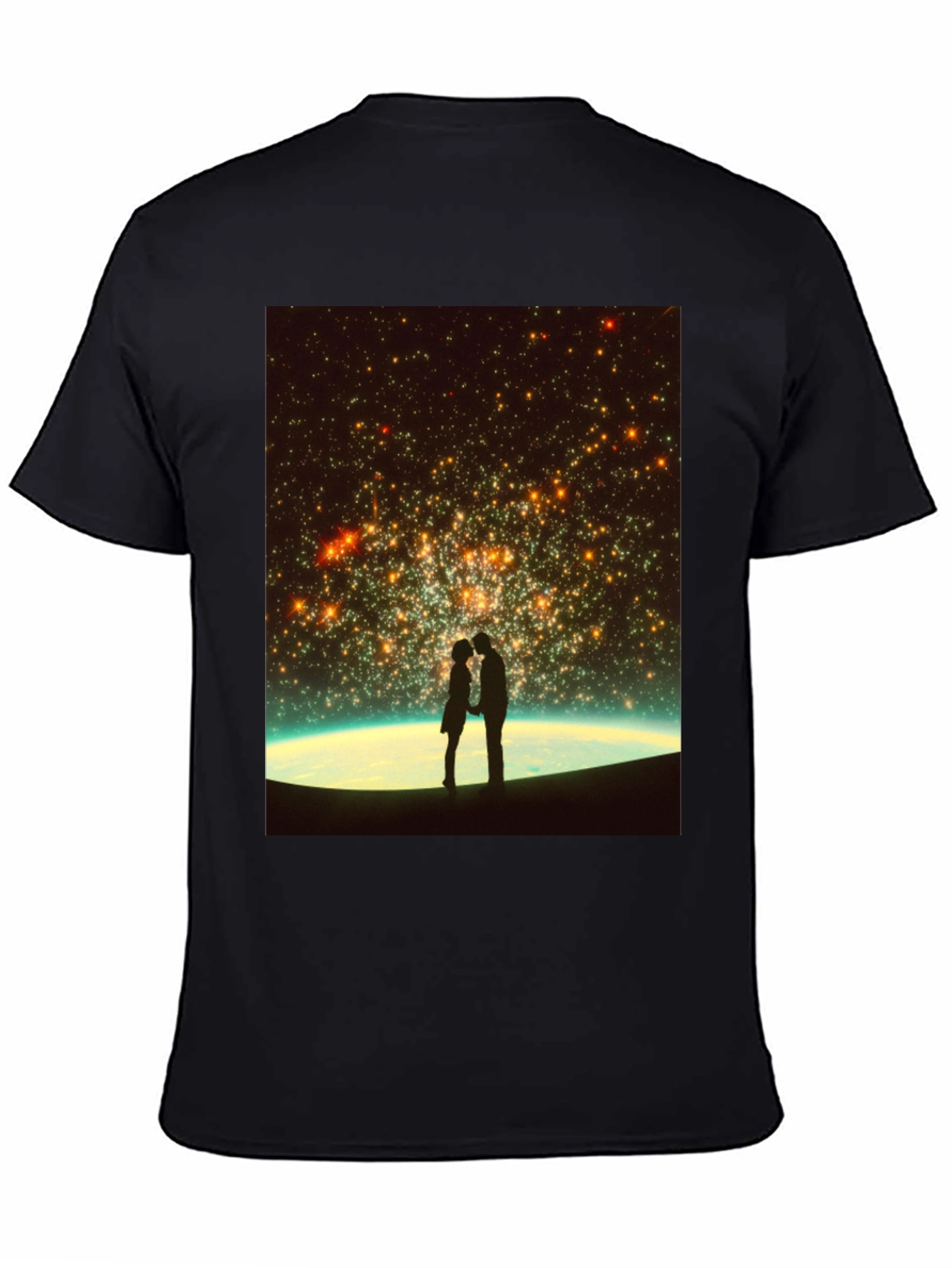 Black Romantic Stargaze T-Shirt - Unisex Black Tee view 4