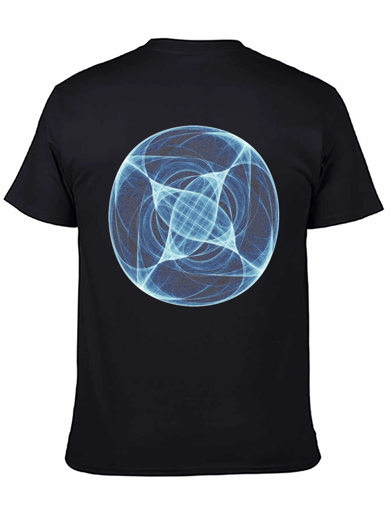 Black Abstract Blue Orb Graphic Black T-Shirt view 4
