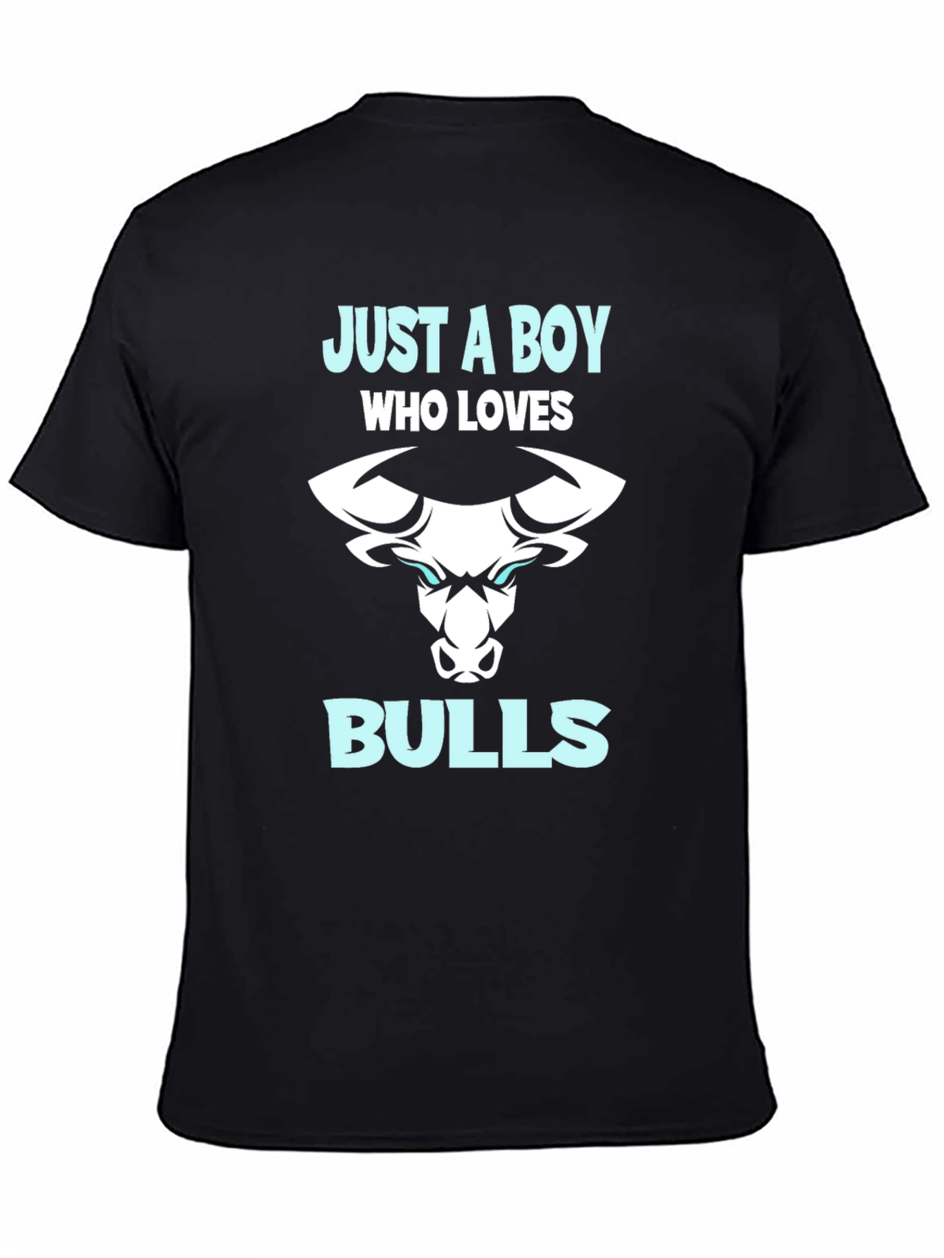 Black Just A Boy Who Loves Bulls T-Shirt view 4