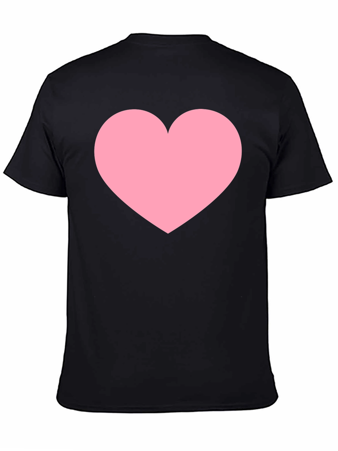 Black Men's Black T-Shirt with Pink Heart Print view 4