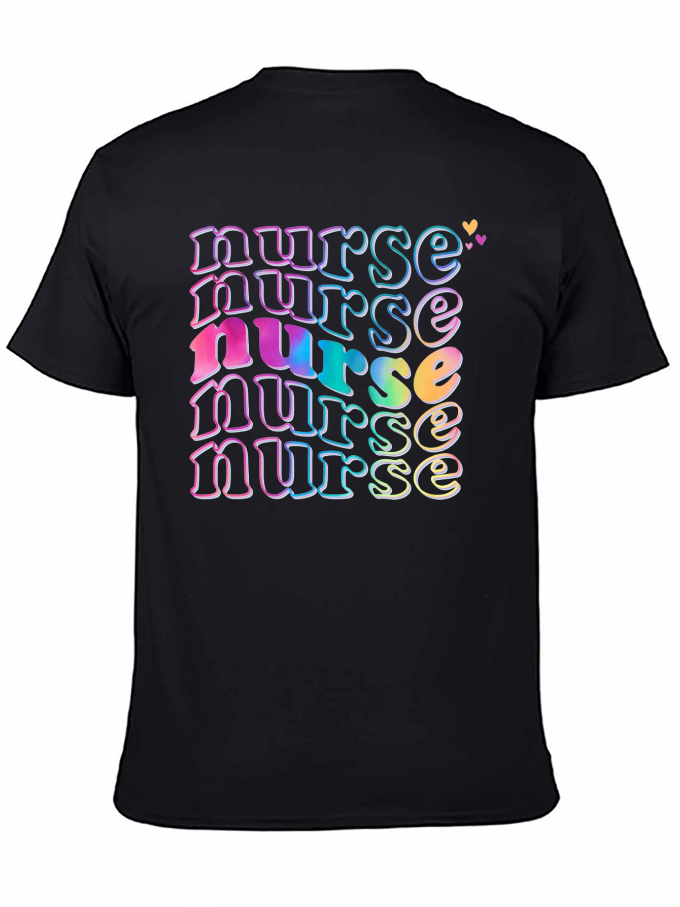 Black Retro Nurse T-Shirt, Colorful Graphic Tee view 4