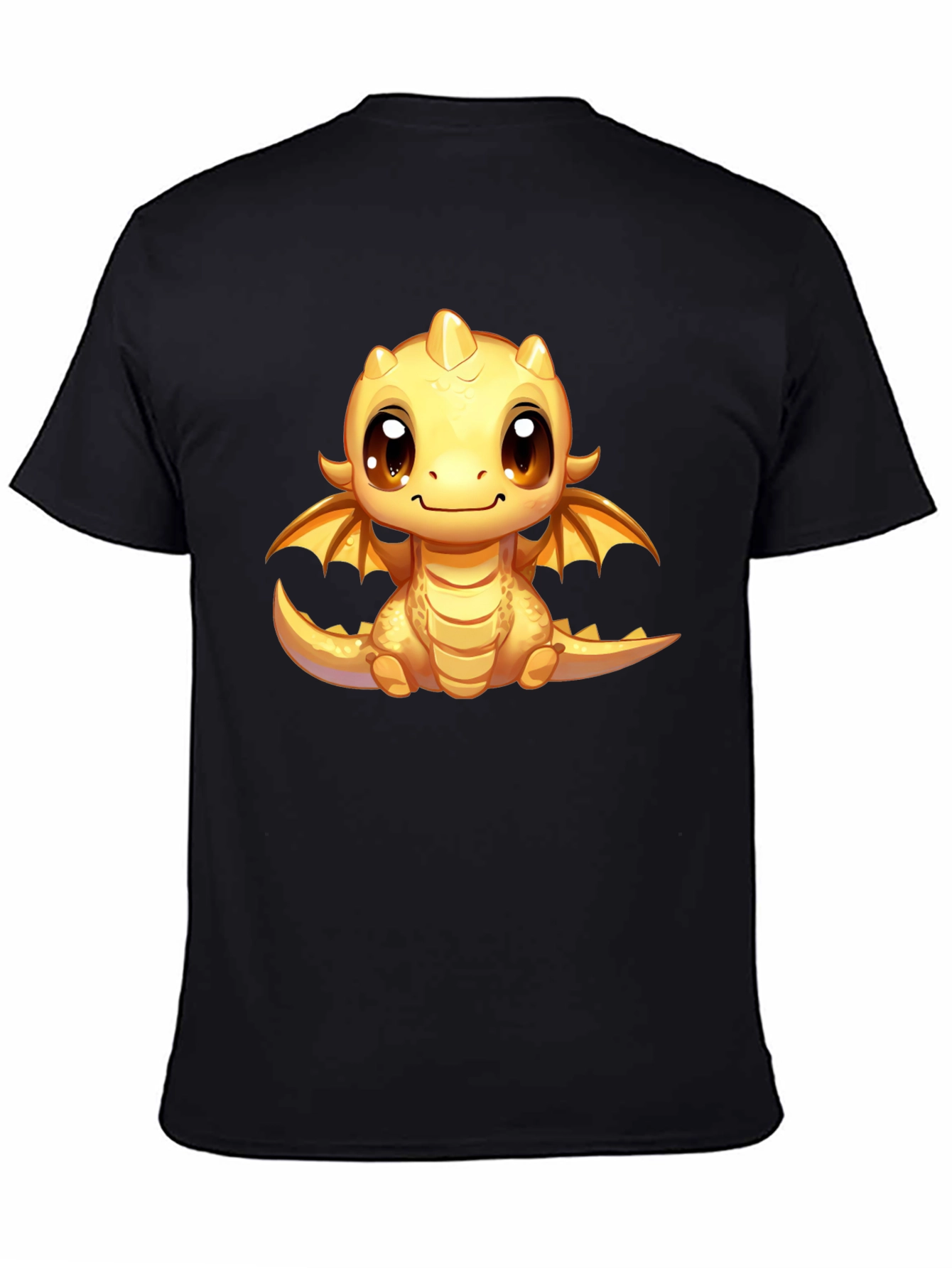 Black Cute Dragon Graphic Tee - Unisex Black T-Shirt view 4