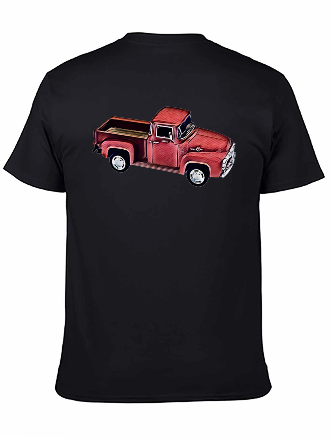 Black Vintage Red Truck Graphic T-Shirt - Classic Car Tee view 4