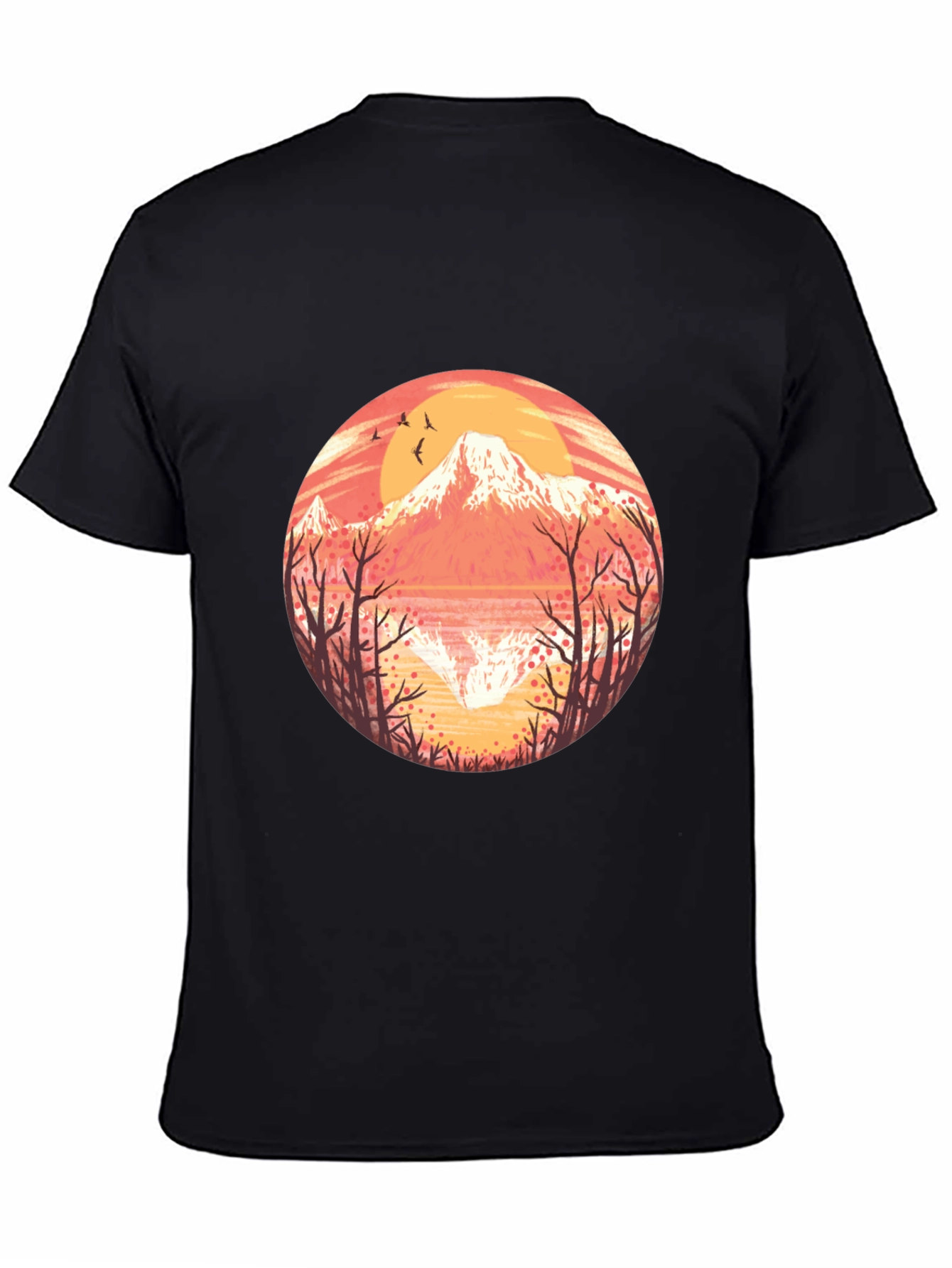Black Mountain Sunset Graphic Tee - Black Cotton T-Shirt view 4
