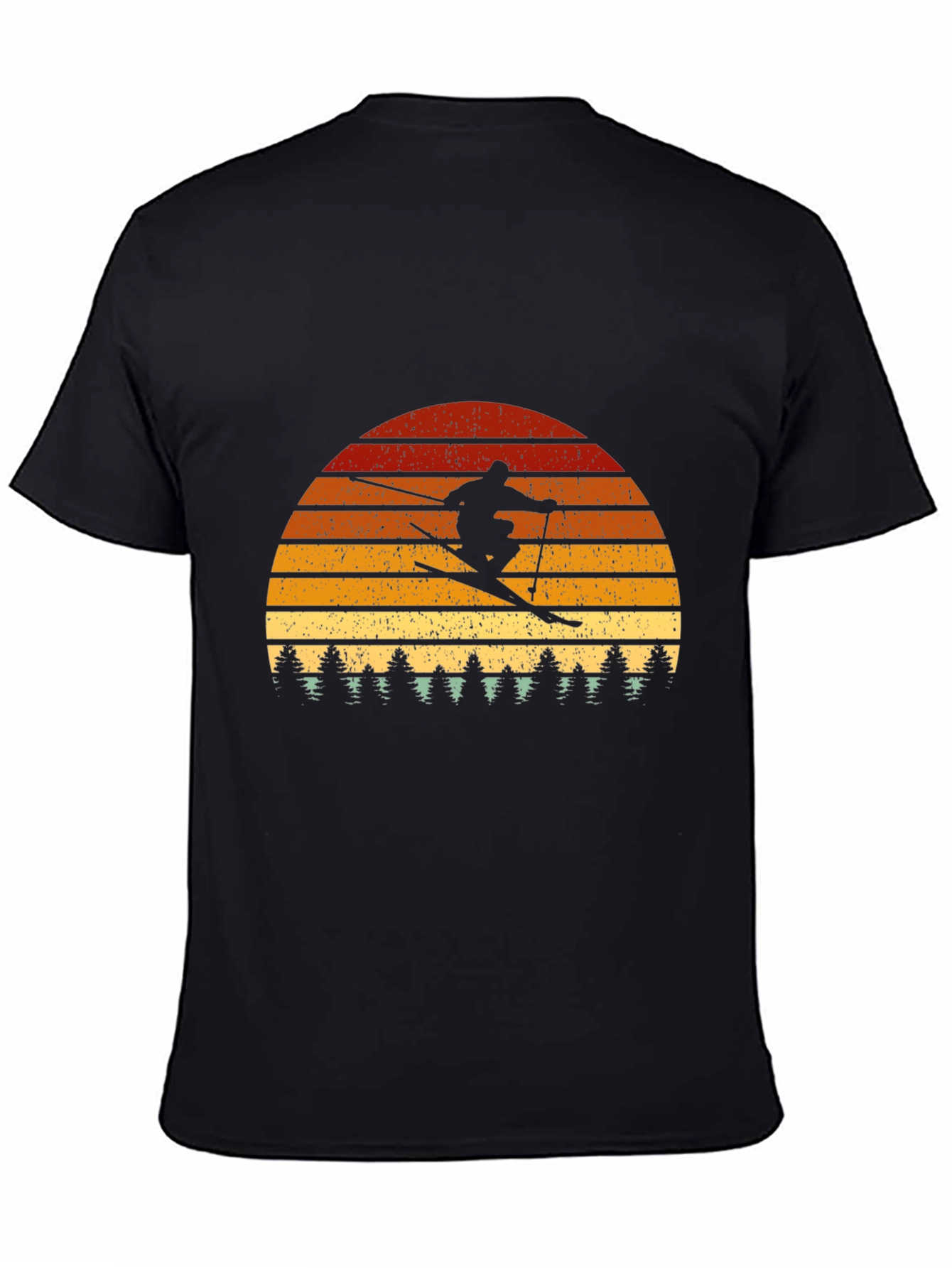 Black Retro Skier Graphic Tee - Black Cotton Blend view 4