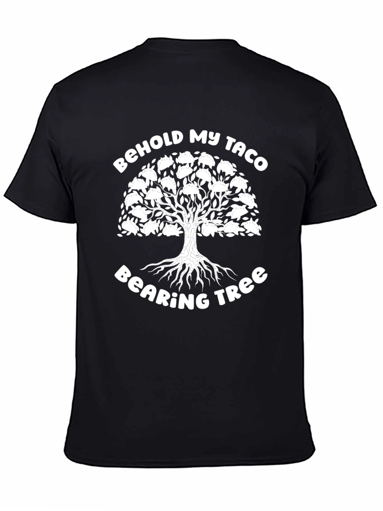 Black Taco Bearing Tree Black T-Shirt - Funny Foodie Tee view 4